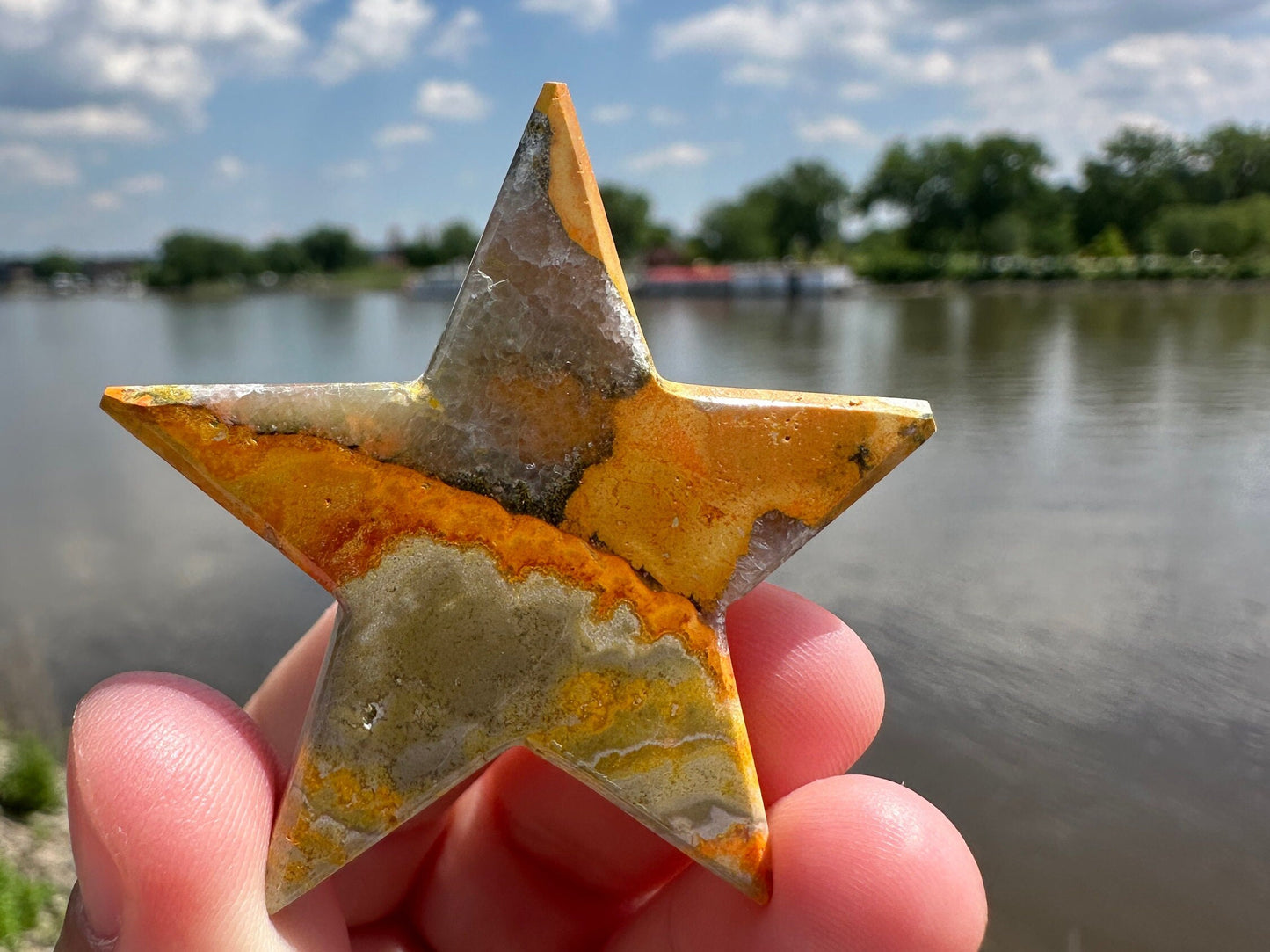 Bumble Bee Jasper Star Carving | Polished Crystal Specimen | Sacred Chakra | Bumble Bee Jasper | Happiness | Creativity