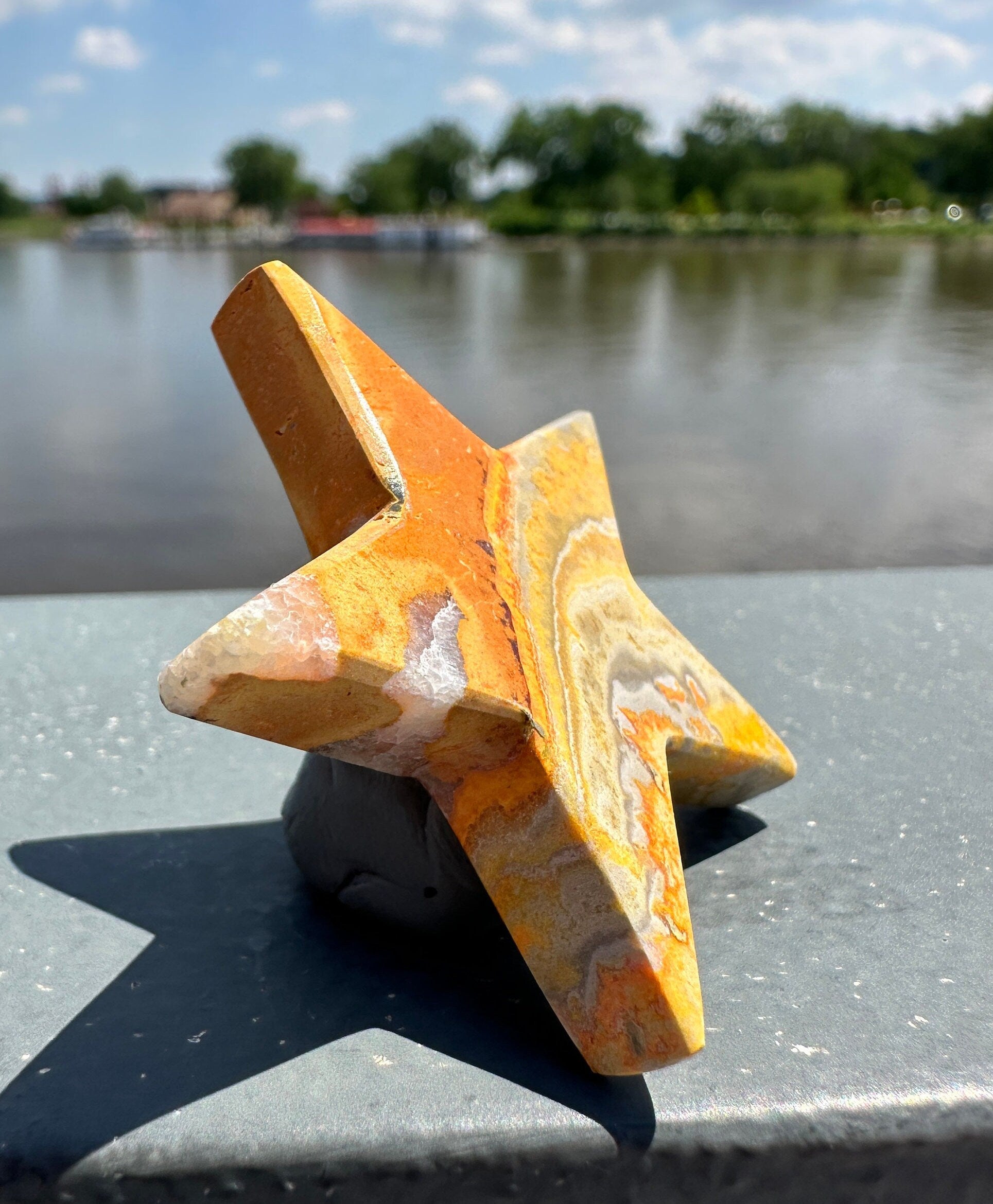 Bumble Bee Jasper Star Carving | Polished Crystal Specimen | Sacred Chakra | Bumble Bee Jasper | Happiness | Creativity