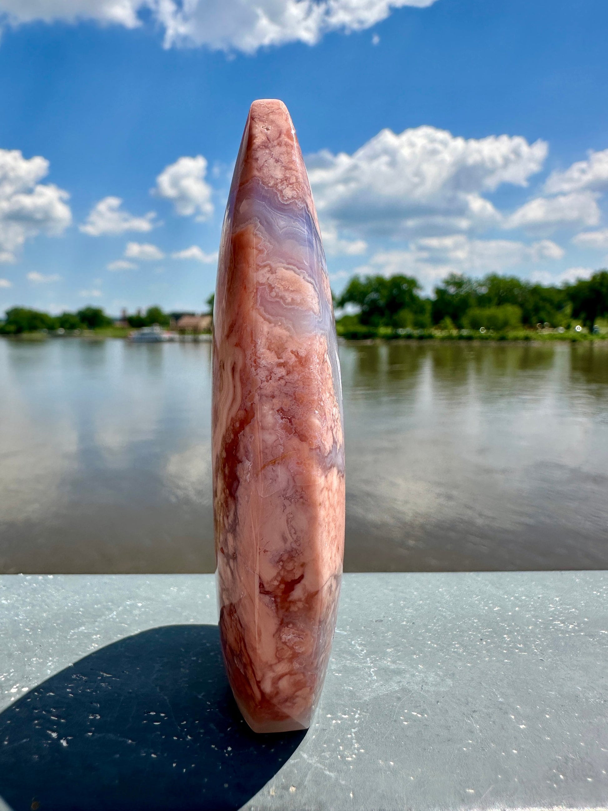 Gorgeous Pink Agate Freeform with Druzy Pocket