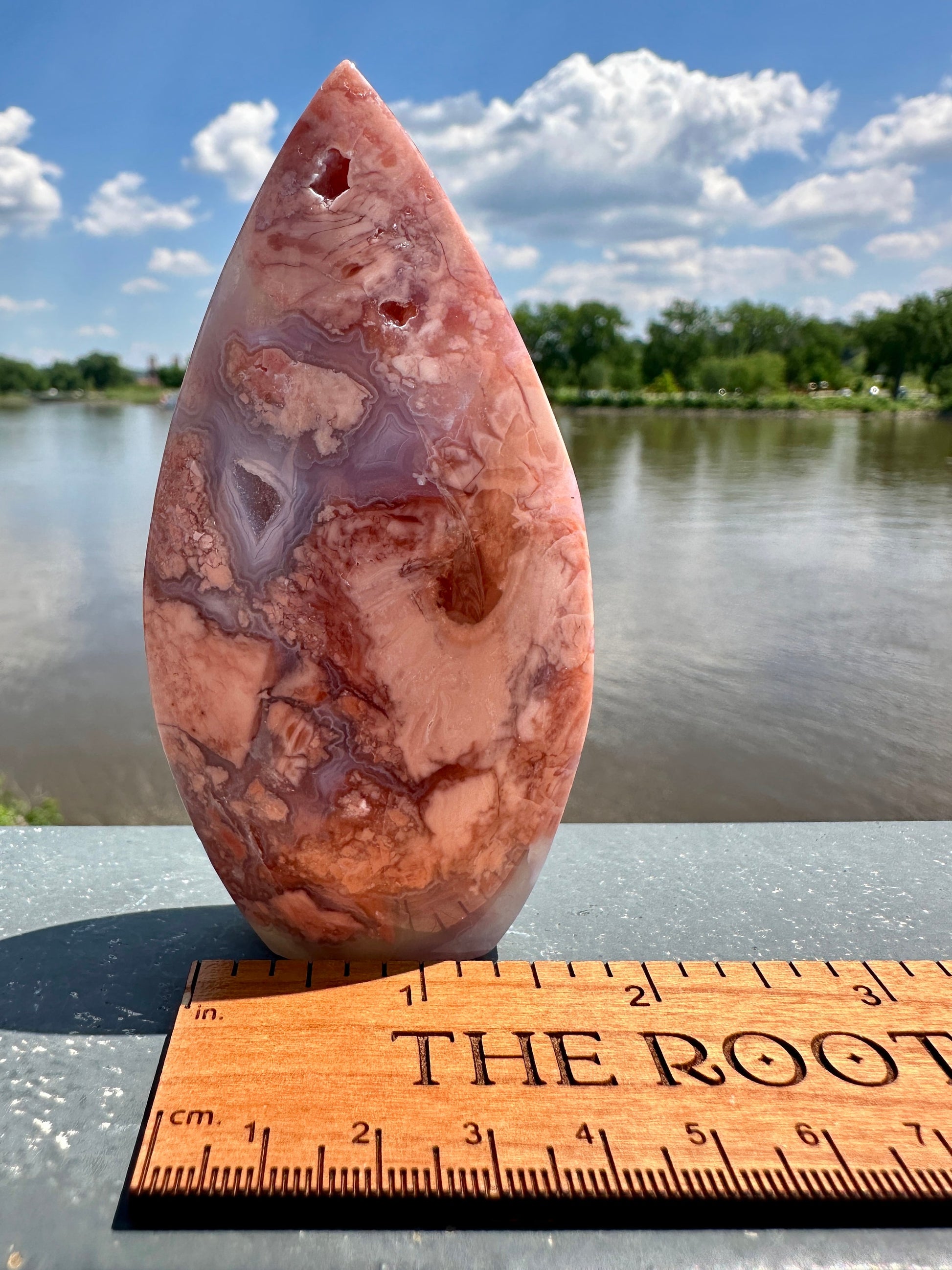 Gorgeous Pink Agate Freeform with Druzy Pocket