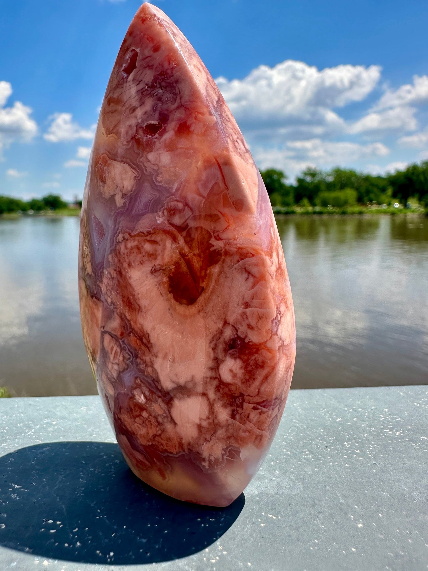 Gorgeous Pink Agate Freeform with Druzy Pocket