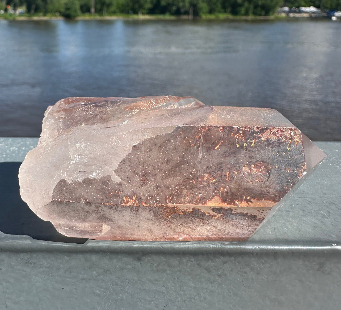 Stunning Rare Raw Twin Strawberry Lemurian Point