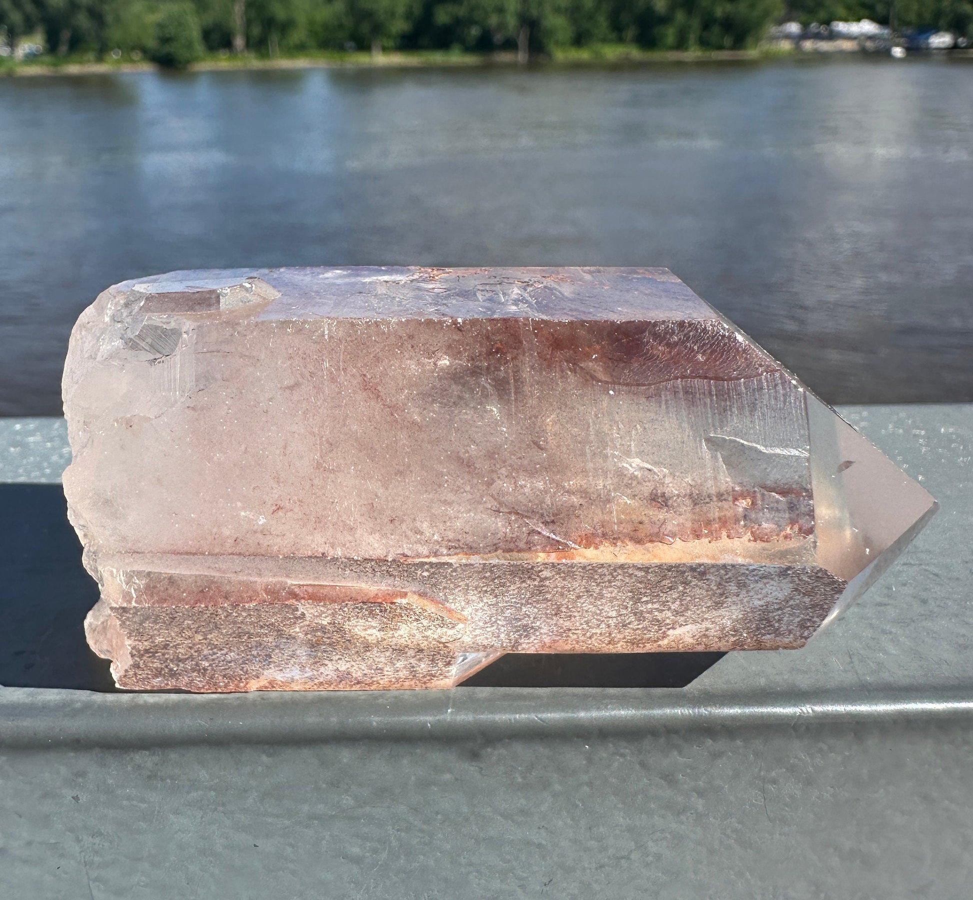 Stunning Rare Raw Twin Strawberry Lemurian Point