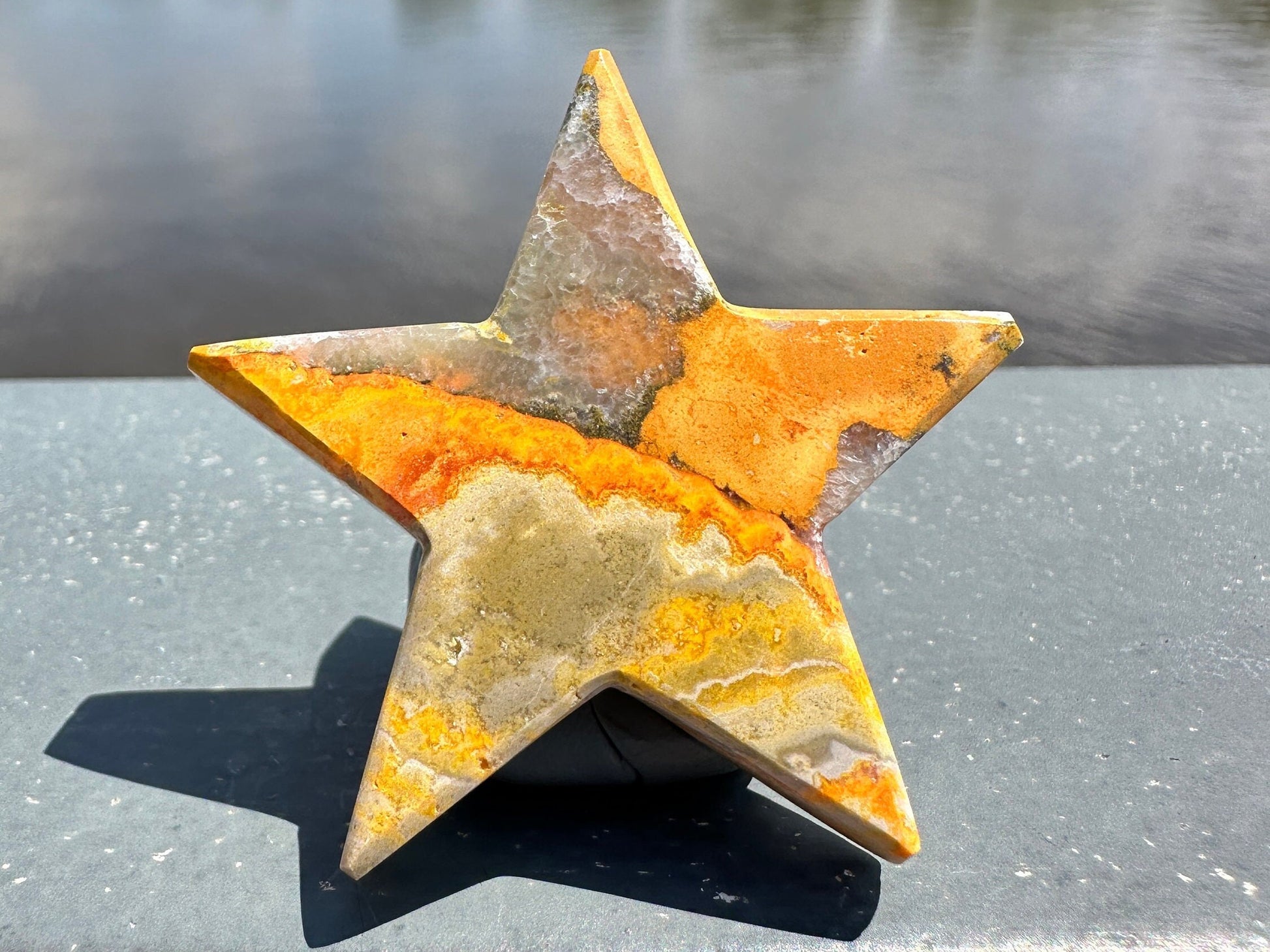 Bumble Bee Jasper Star Carving | Polished Crystal Specimen | Sacred Chakra | Bumble Bee Jasper | Happiness | Creativity