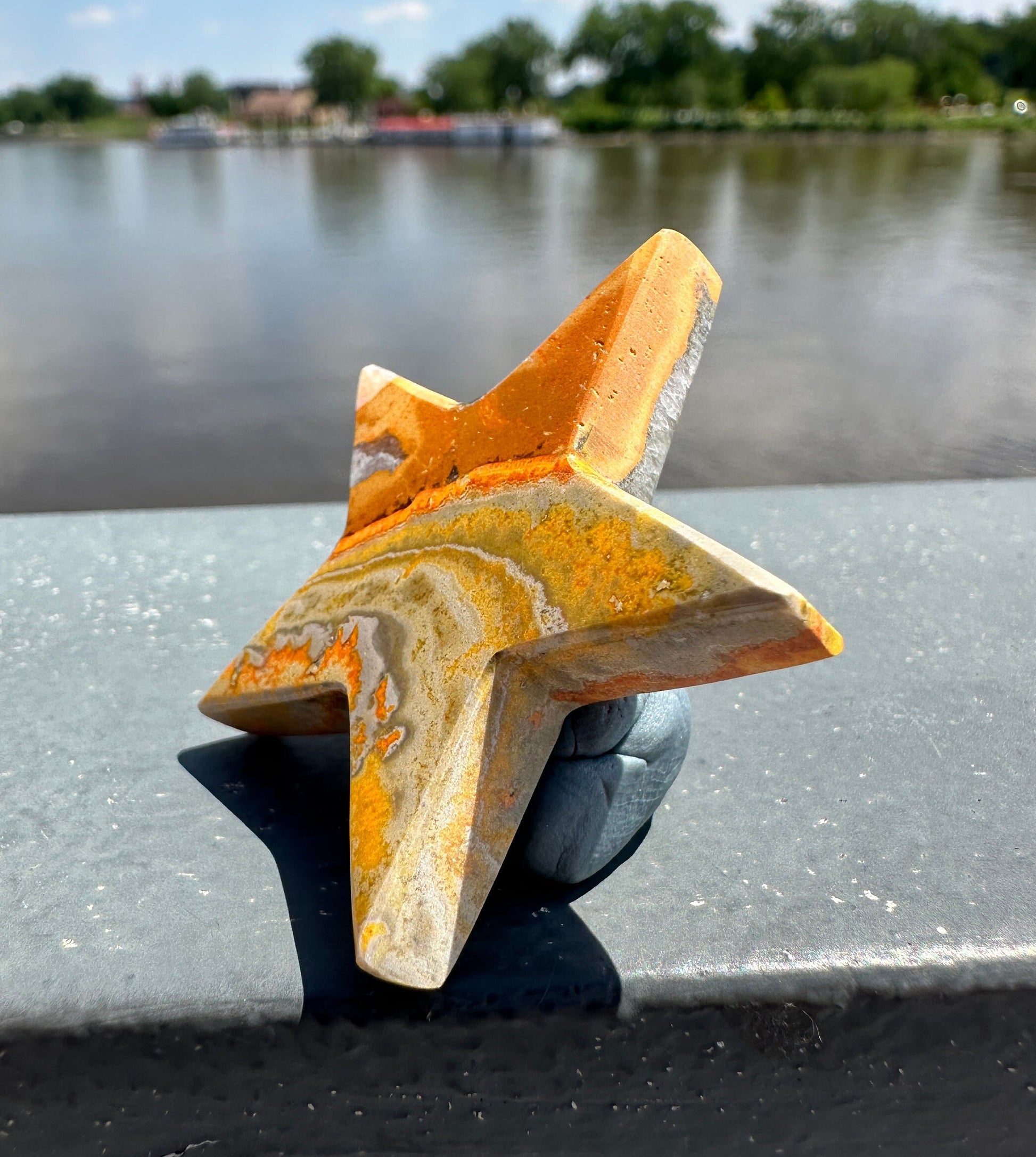 Bumble Bee Jasper Star Carving | Polished Crystal Specimen | Sacred Chakra | Bumble Bee Jasper | Happiness | Creativity