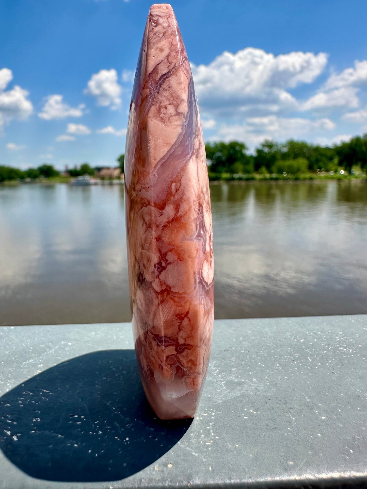 Gorgeous Pink Agate Freeform with Druzy Pocket