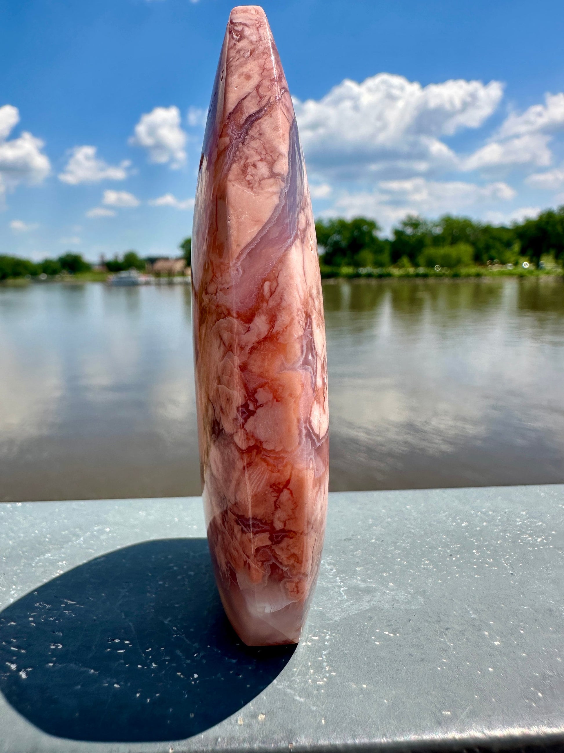 Gorgeous Pink Agate Freeform with Druzy Pocket