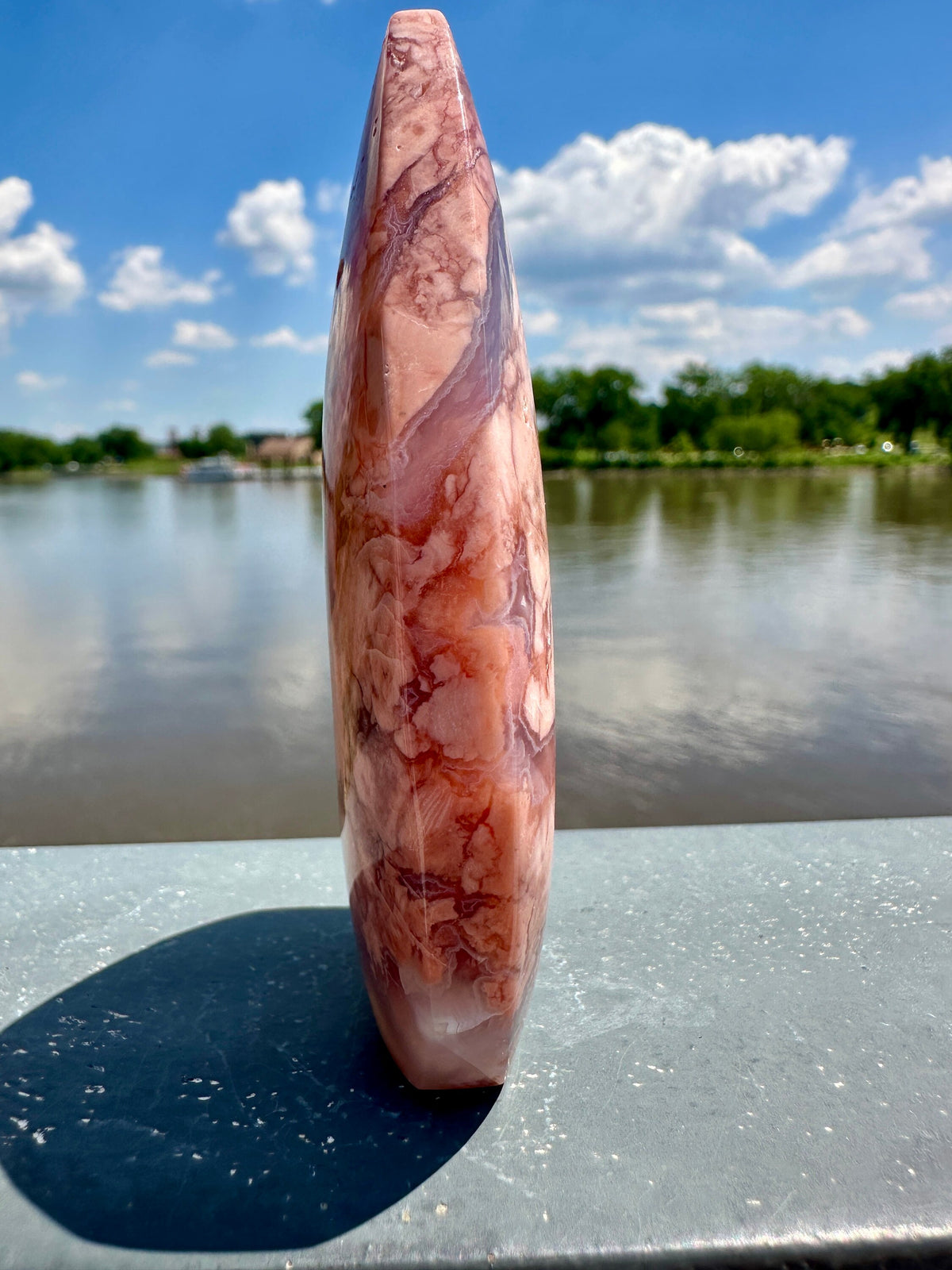 Gorgeous Pink Agate Freeform with Druzy Pocket