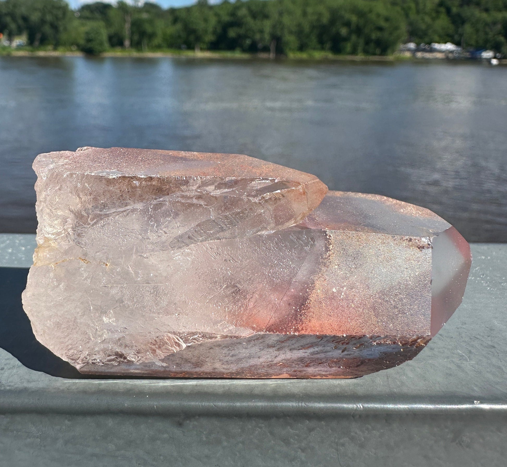 Stunning Rare Raw Twin Strawberry Lemurian Point
