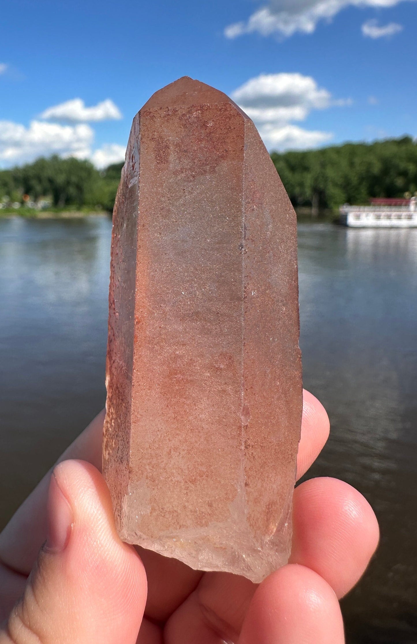 Stunning Rare Raw Strawberry Lemurian Point