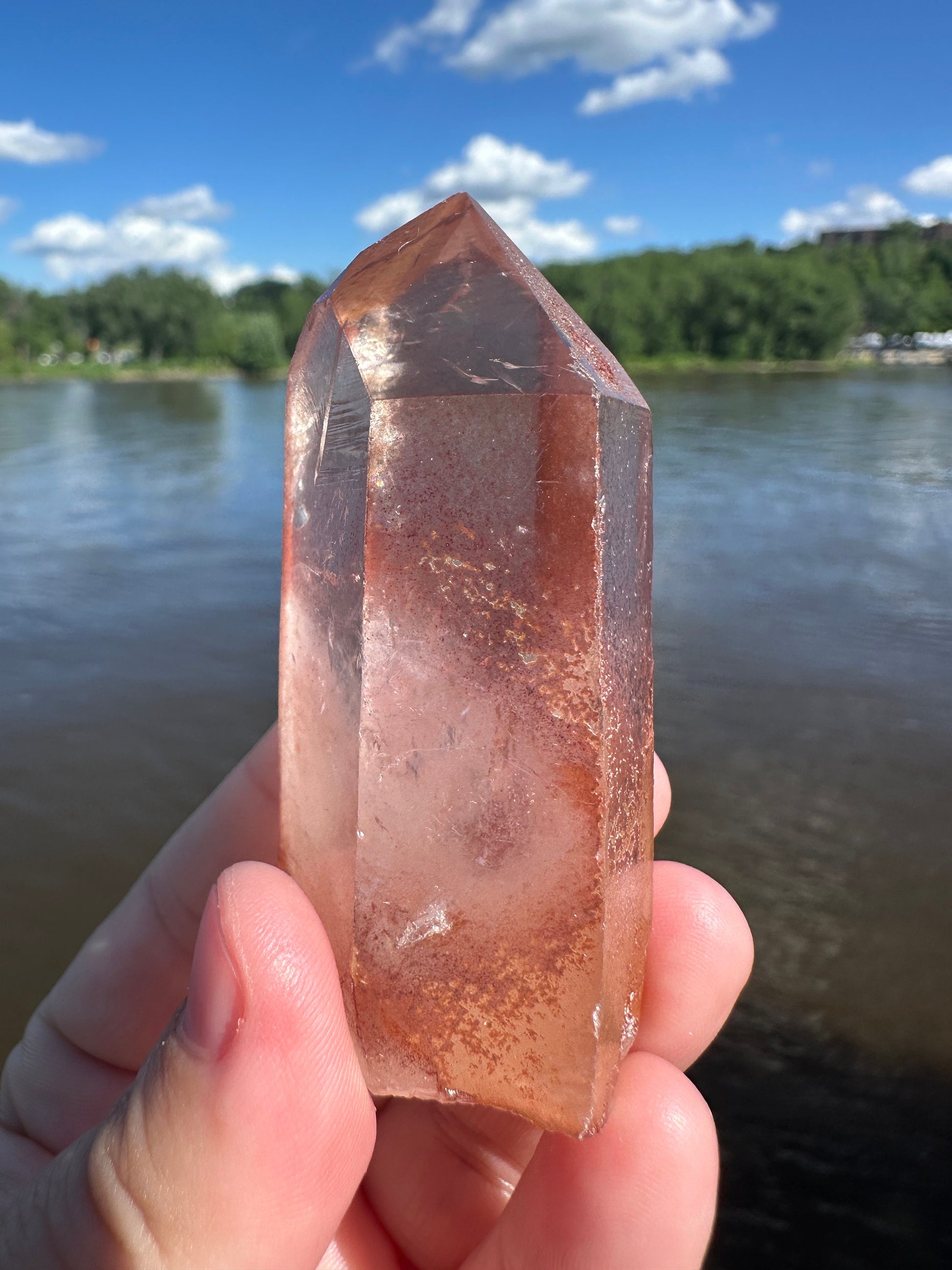 Stunning Rare Raw Strawberry Lemurian Point
