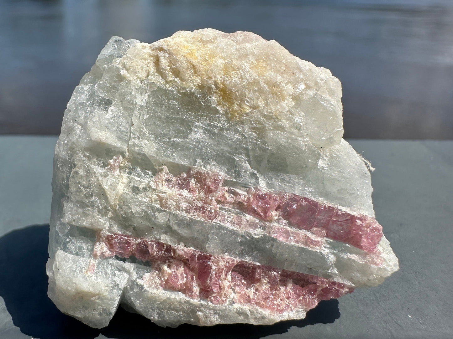 High Grade Pink Tourmaline in Aquamarine Specimen From Brazil