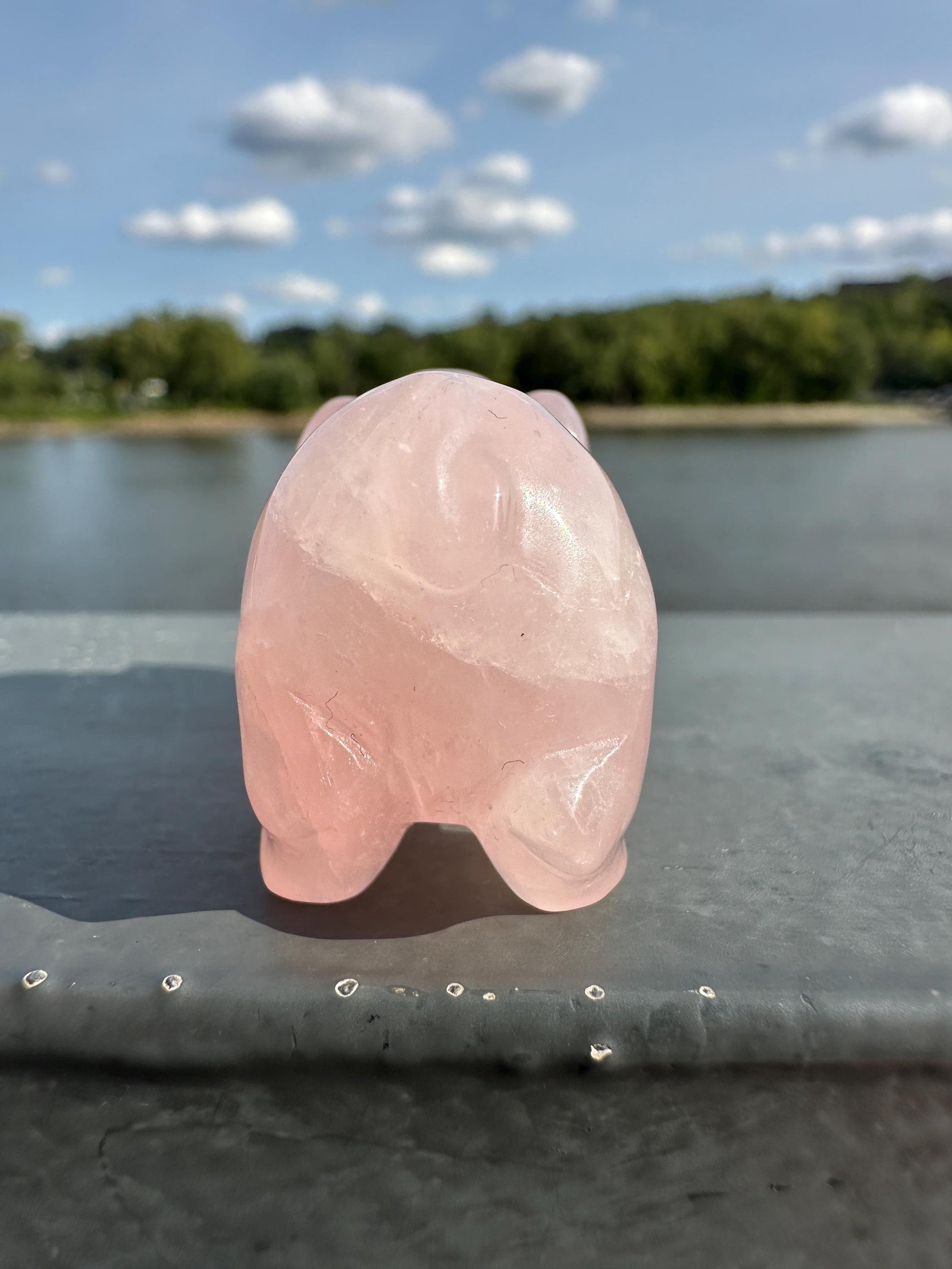 Cute Rose Quartz Small Pig Carving | Healing Crystal | Heart Chakra
