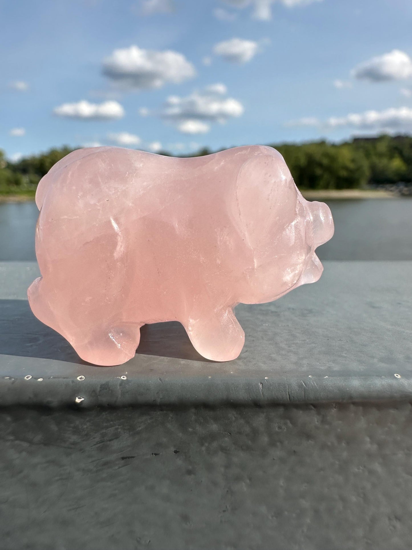 Cute Rose Quartz Small Pig Carving | Healing Crystal | Heart Chakra