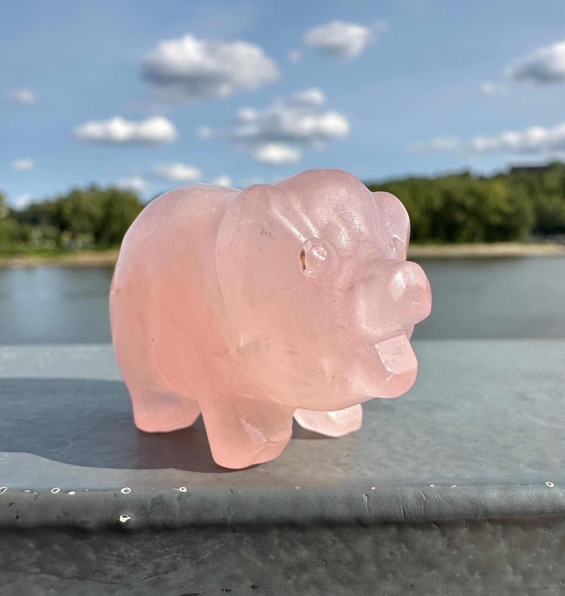 Cute Rose Quartz Small Pig Carving | Healing Crystal | Heart Chakra