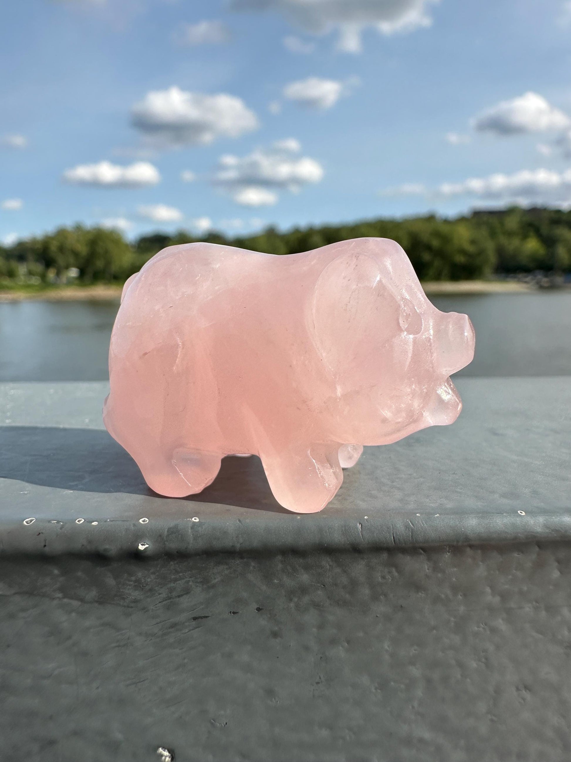 Cute Rose Quartz Small Pig Carving | Healing Crystal | Heart Chakra