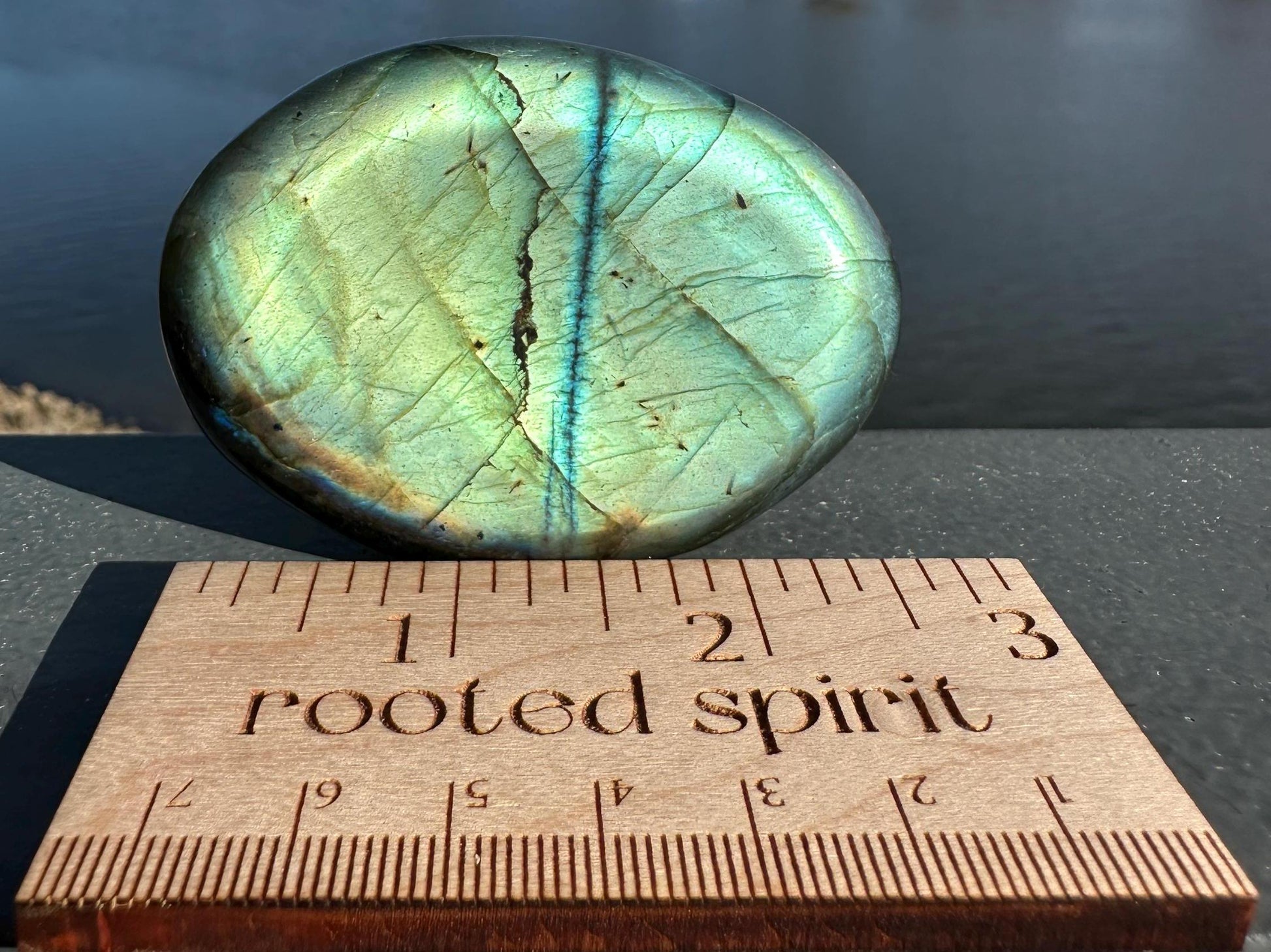 Flashy Natural Pink Labradorite Polished Palm Stone