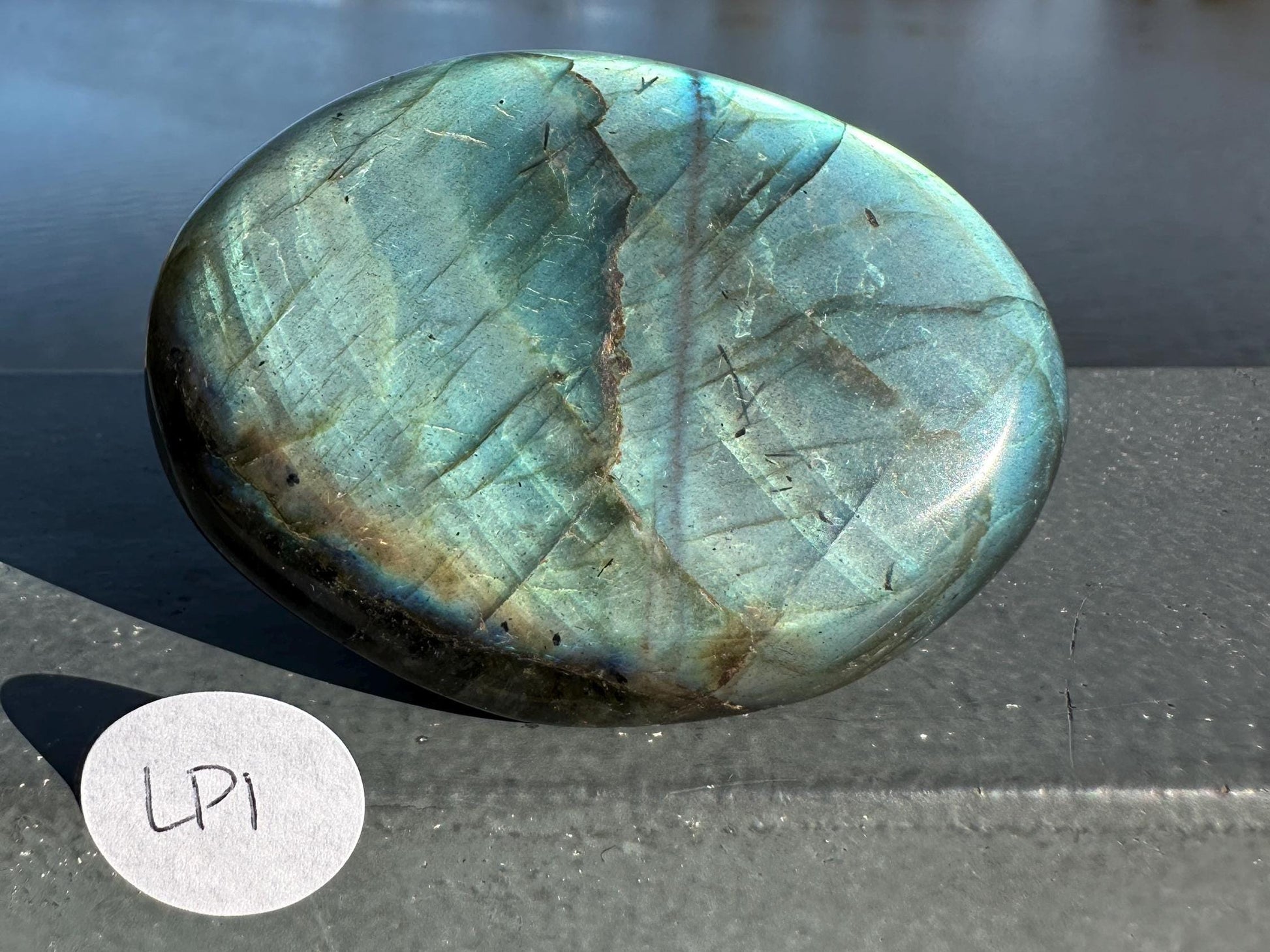 Flashy Natural Pink Labradorite Polished Palm Stone