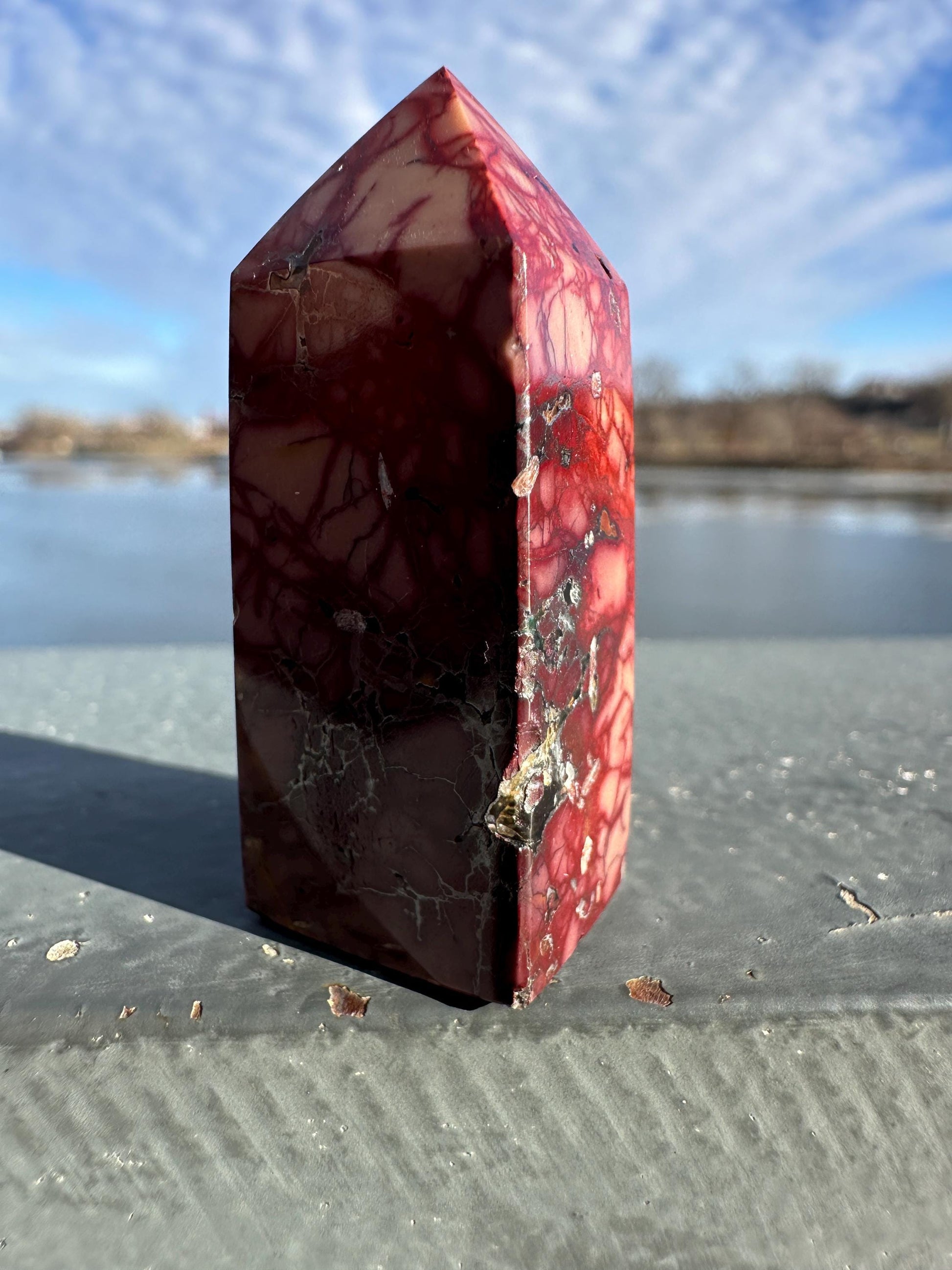 Gorgeous Natural Mookaite Jasper Tower Carving