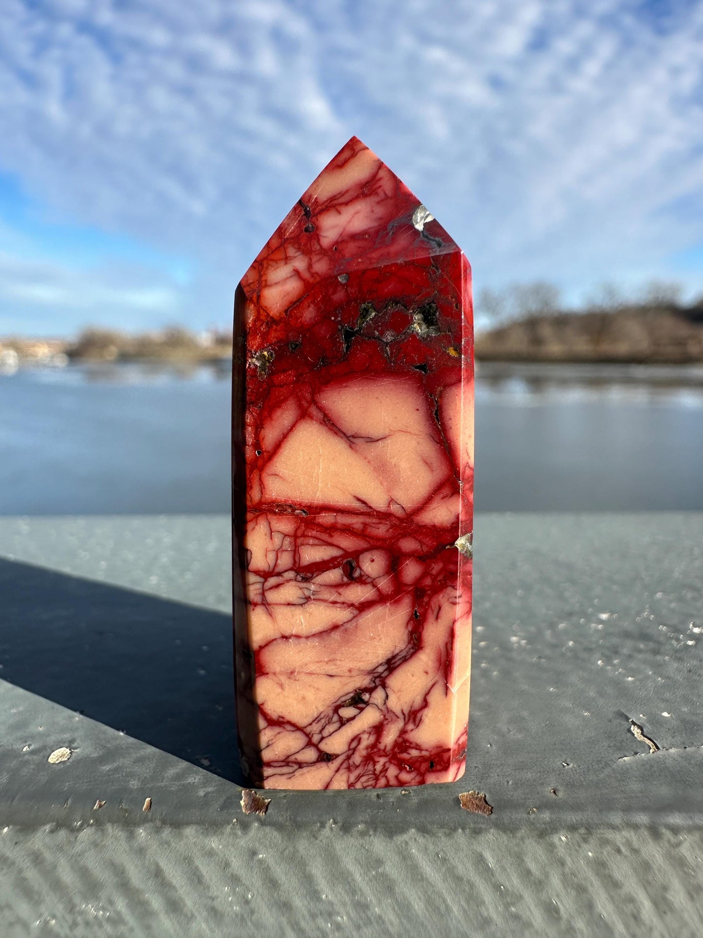 Gorgeous Natural Mookaite Jasper Tower Carving