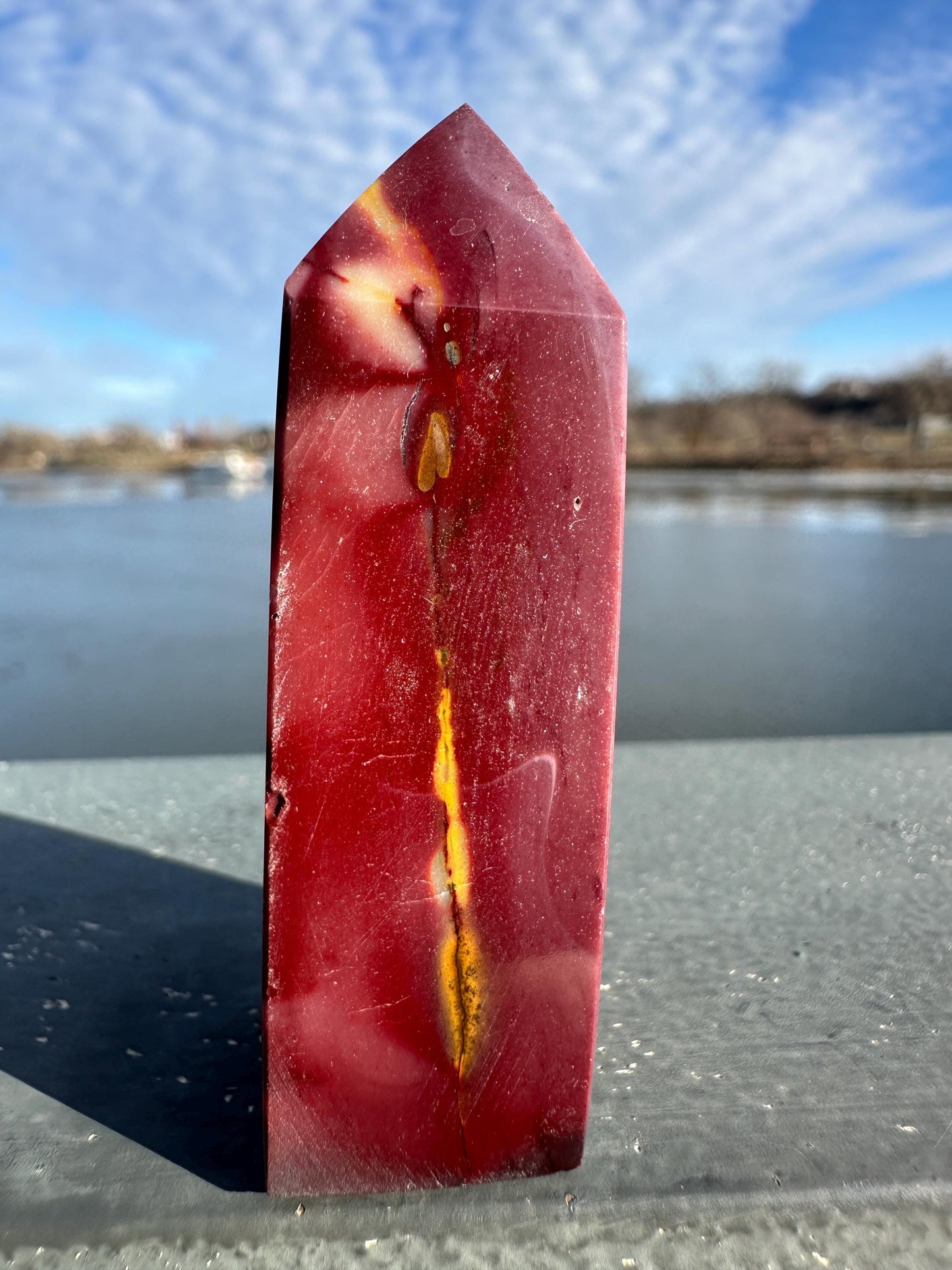 Gorgeous Natural Mookaite Jasper Tower Carving