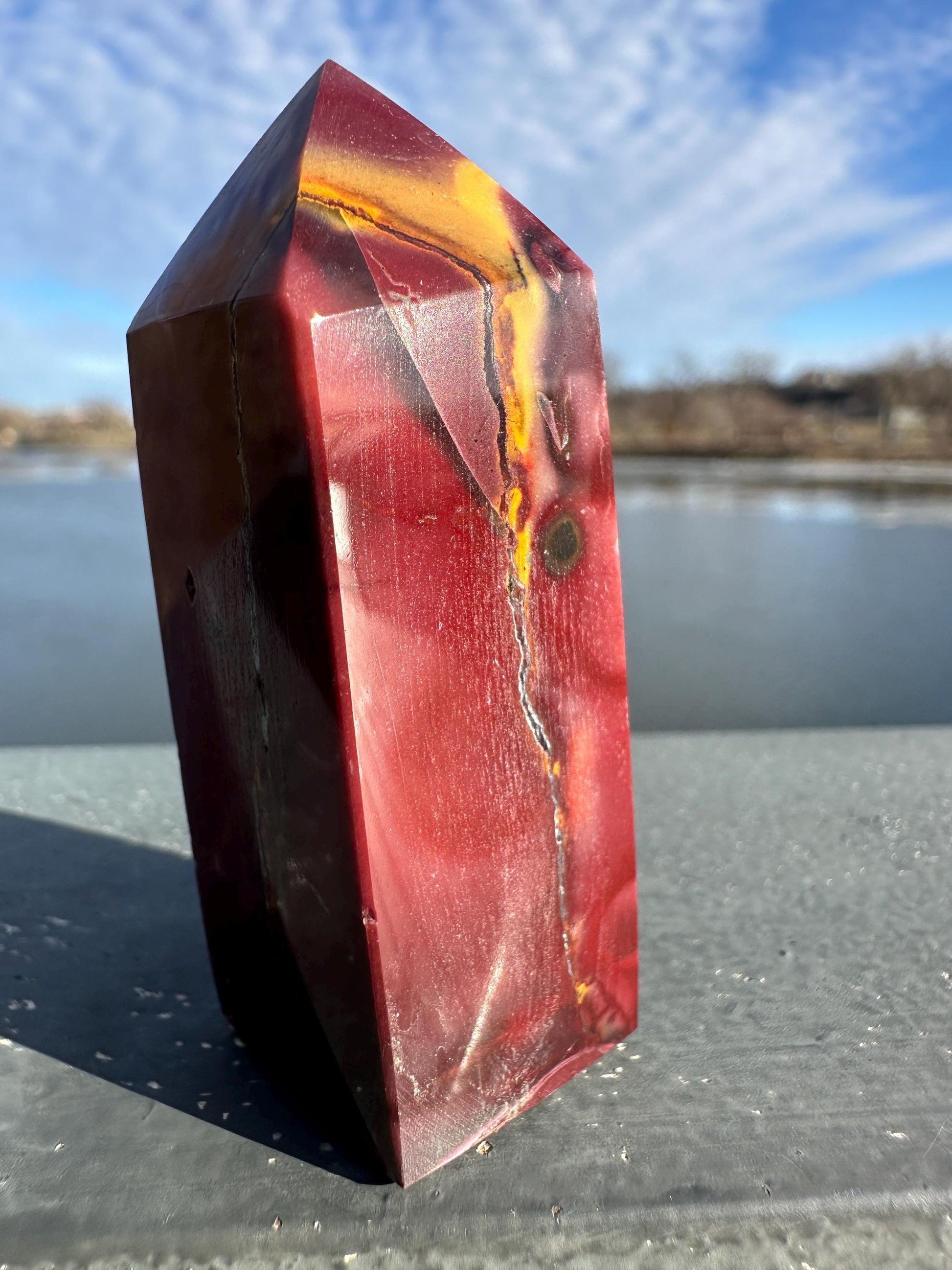 Gorgeous Natural Mookaite Jasper Tower Carving