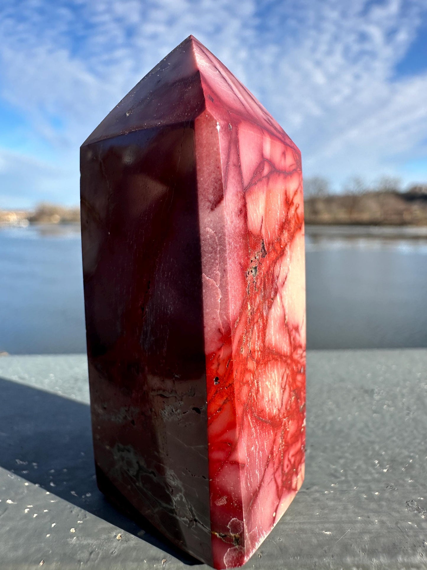 Gorgeous Natural Mookaite Jasper Tower Carving