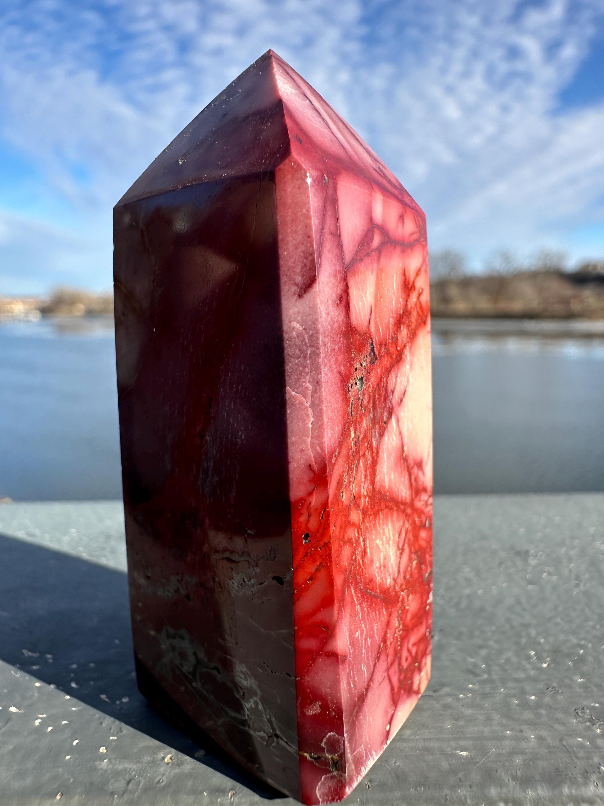 Gorgeous Natural Mookaite Jasper Tower Carving