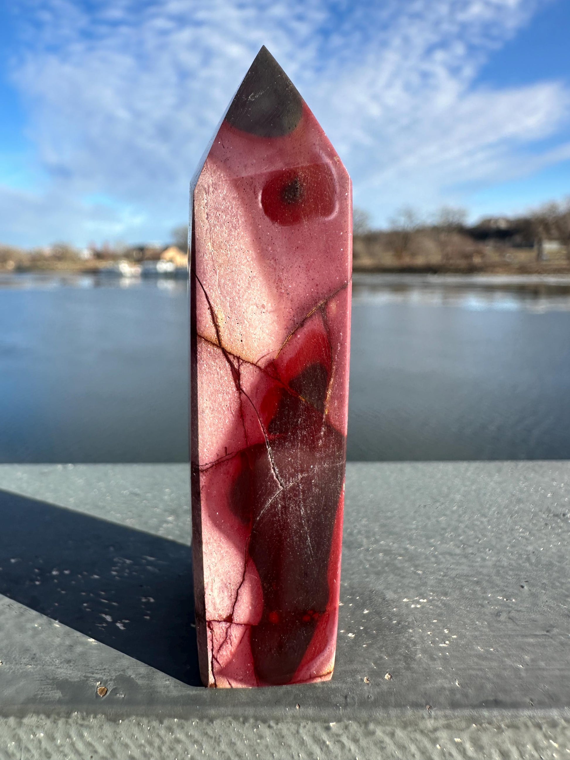 Gorgeous Natural Mookaite Jasper Tower Carving