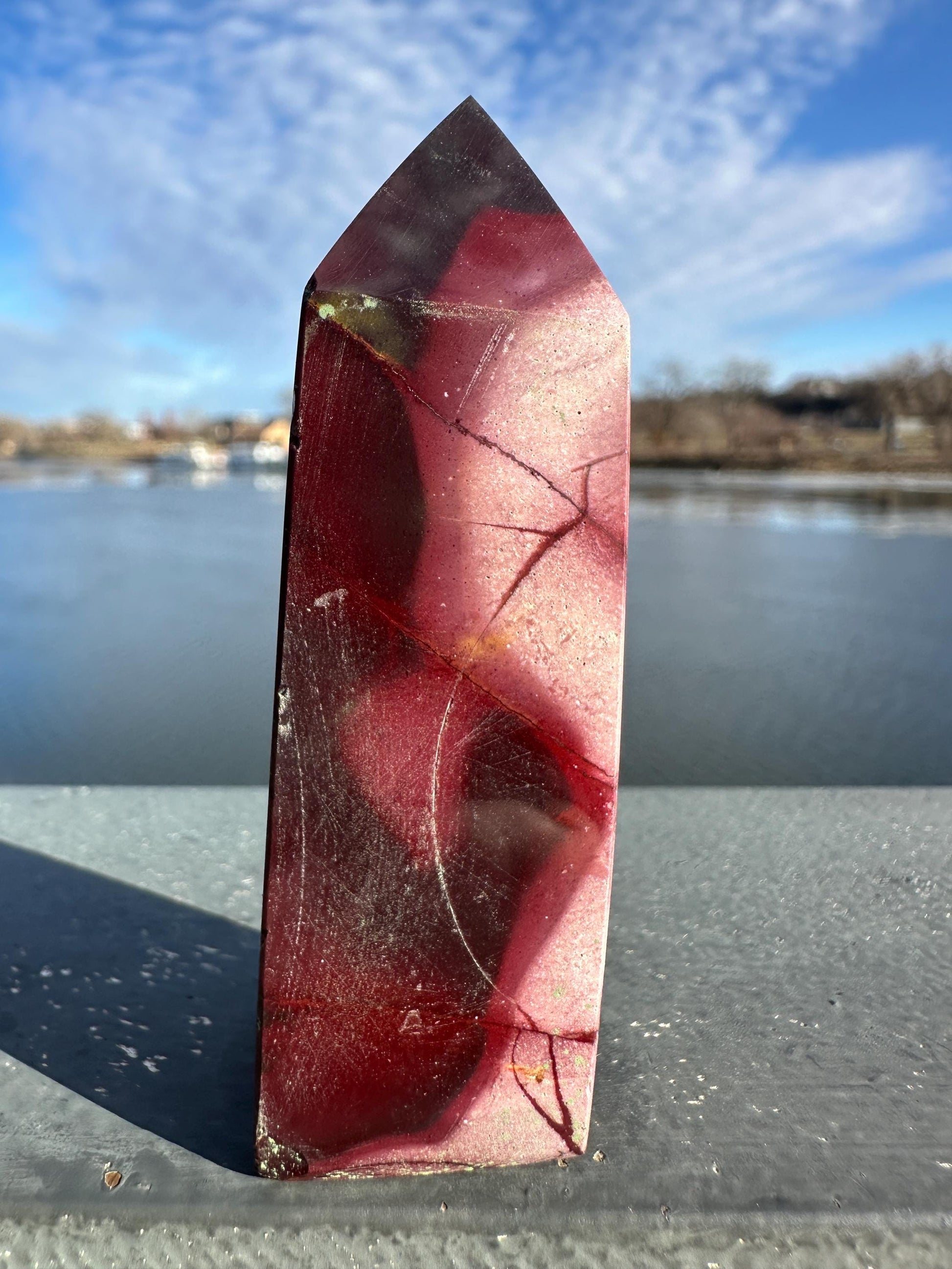 Gorgeous Natural Mookaite Jasper Tower Carving