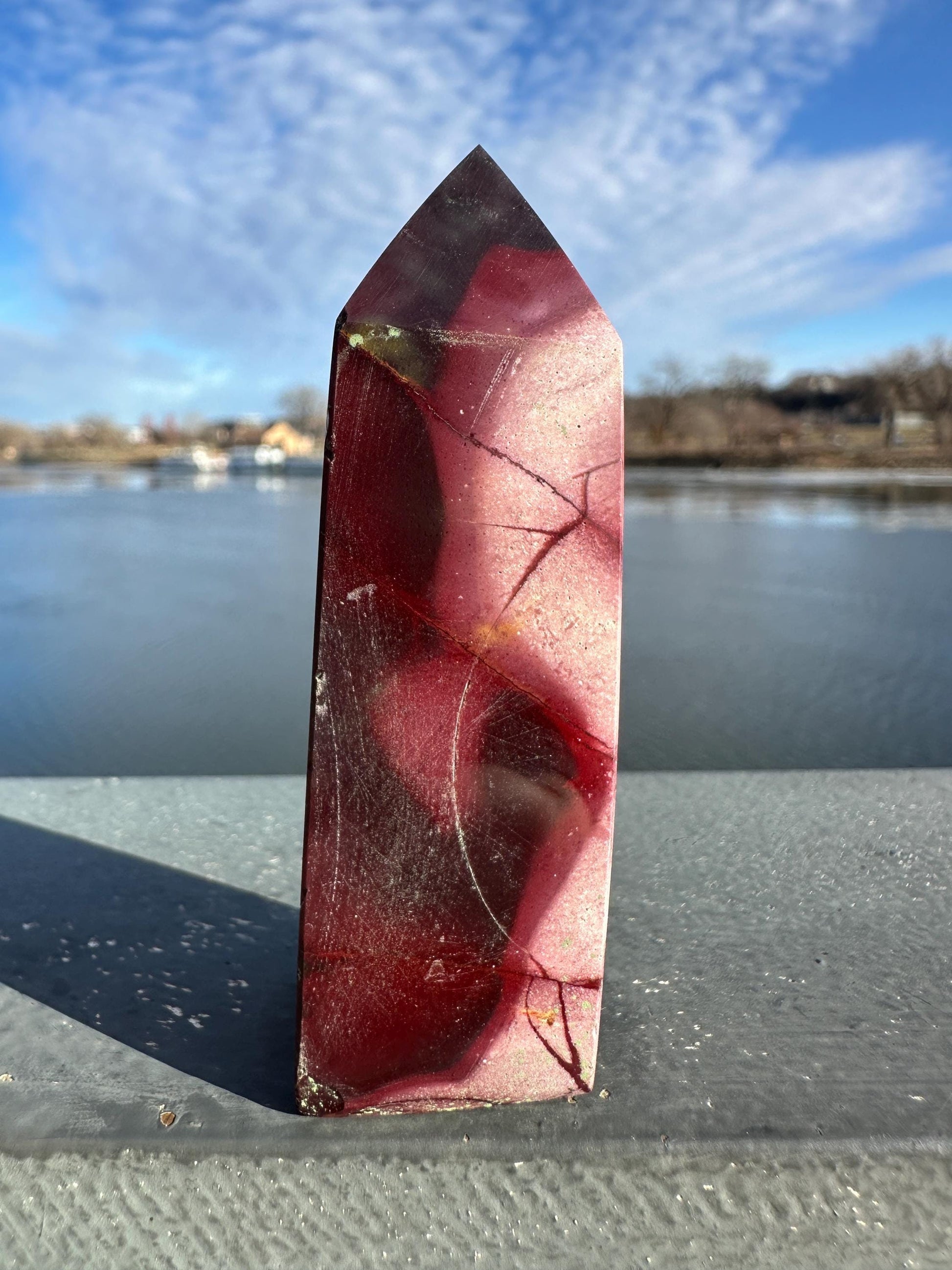Gorgeous Natural Mookaite Jasper Tower Carving