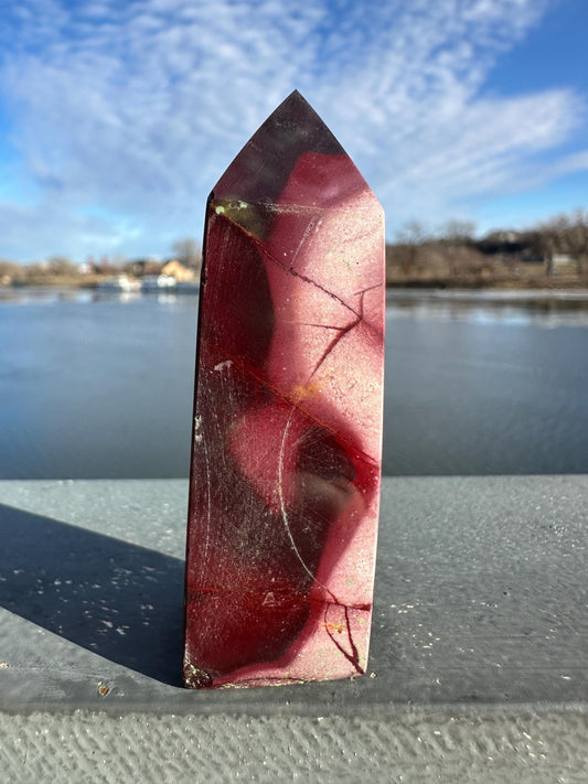 Gorgeous Natural Mookaite Jasper Tower Carving