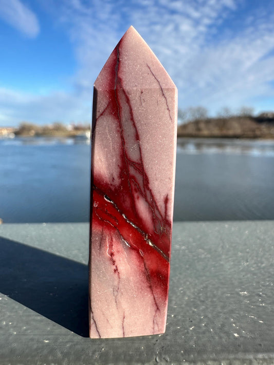 Gorgeous Natural Mookaite Jasper Tower Carving
