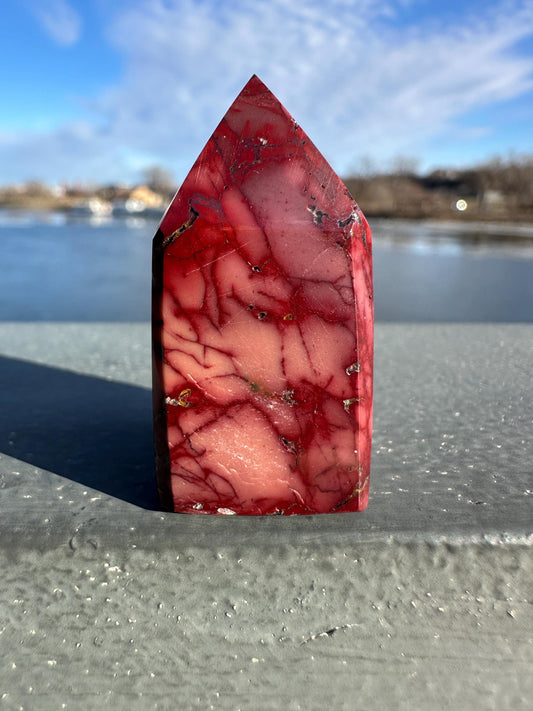 Gorgeous Natural Mookaite Jasper Tower Carving