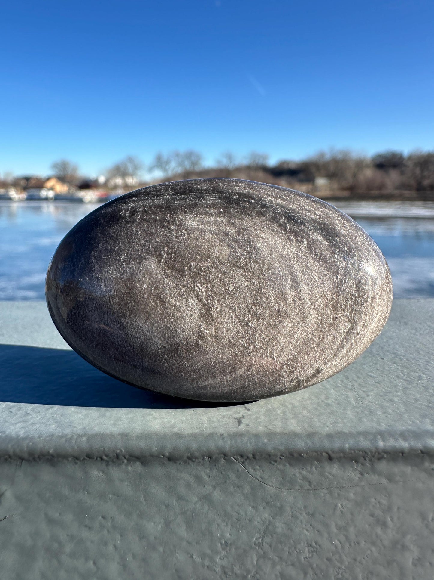 Silver Sheen Obsidian Palm Stone from Mexico