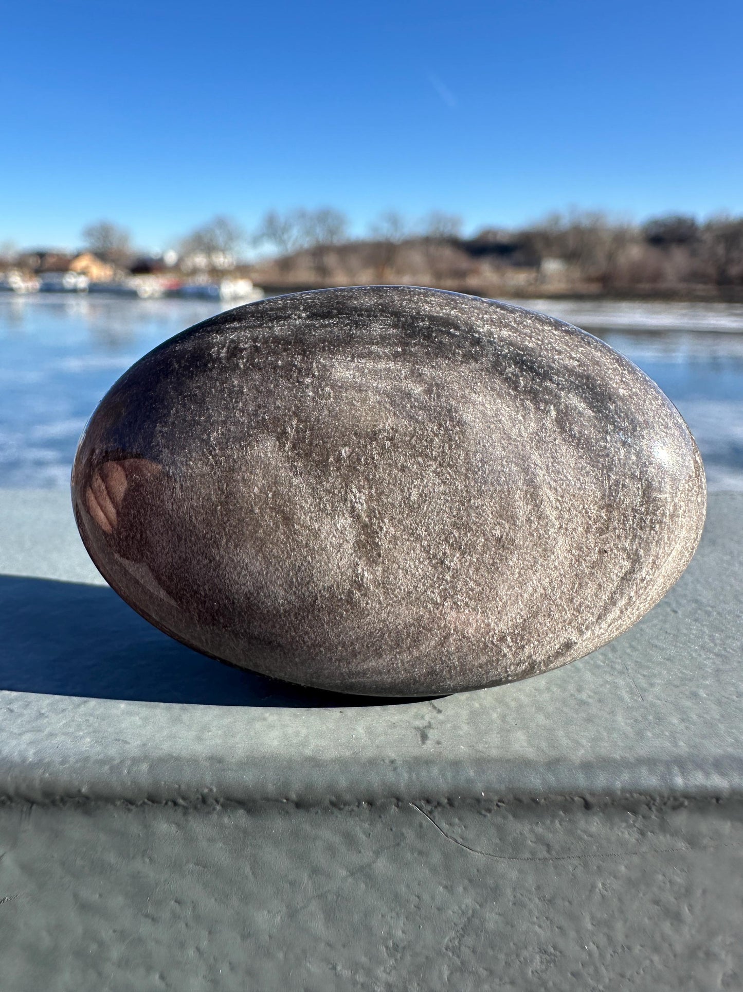 Silver Sheen Obsidian Palm Stone from Mexico