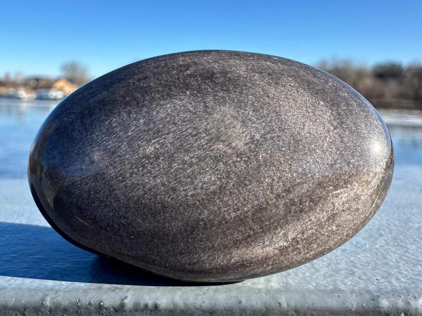 Silver Sheen Obsidian Palm Stone from Mexico
