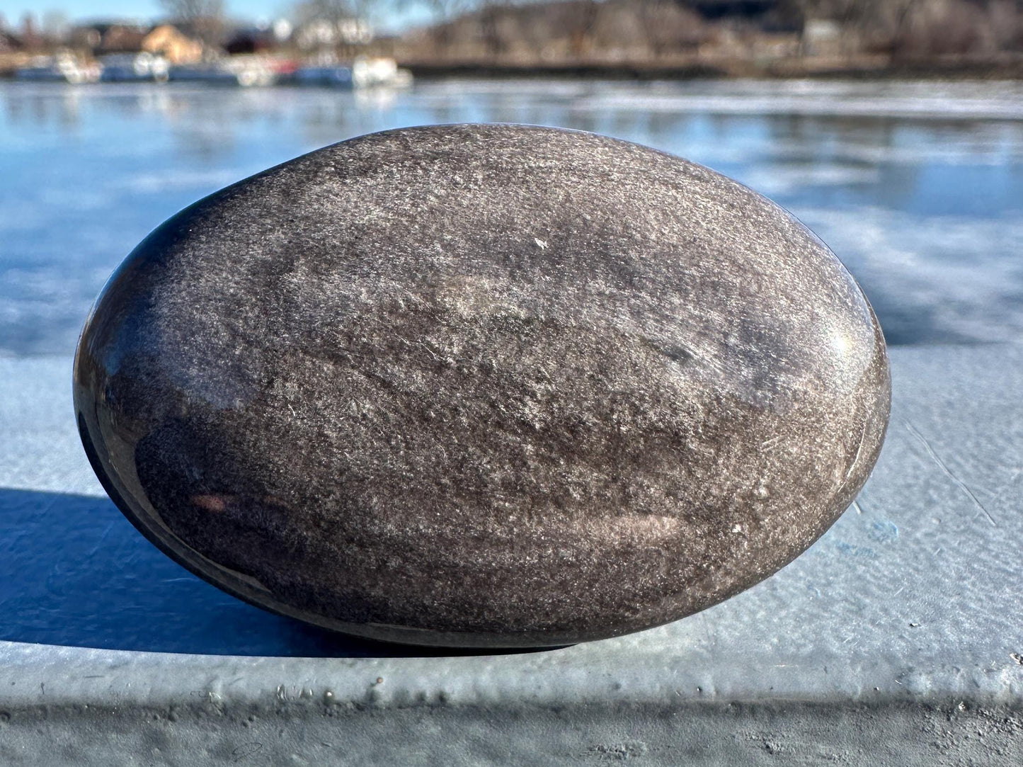 Silver Sheen Obsidian Palm Stone from Mexico