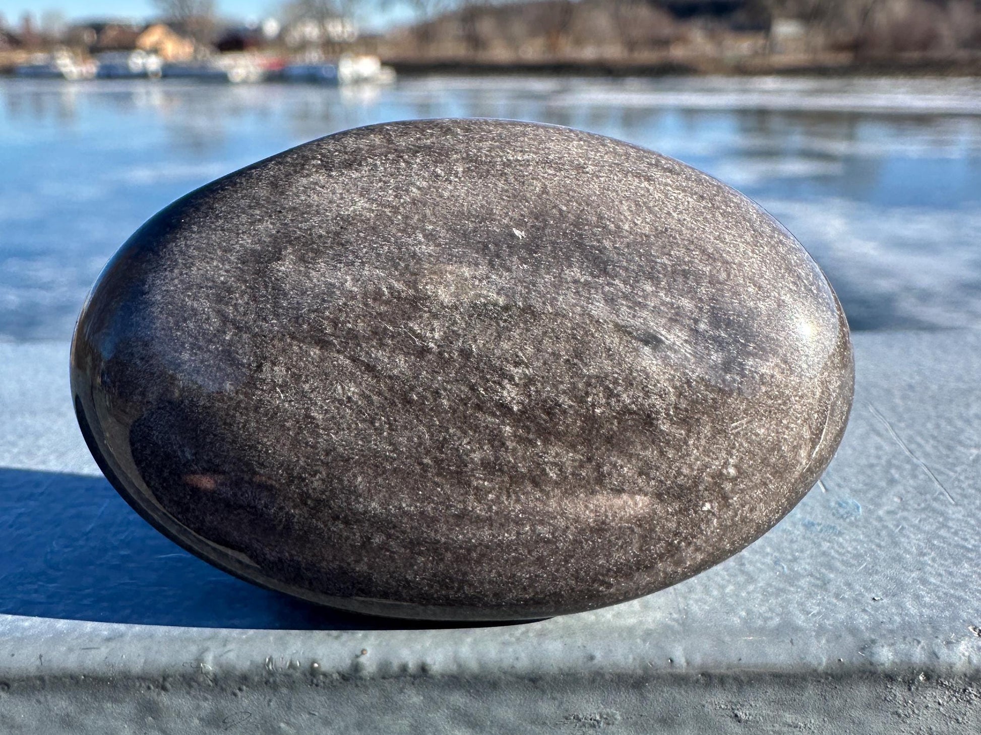 Silver Sheen Obsidian Palm Stone from Mexico