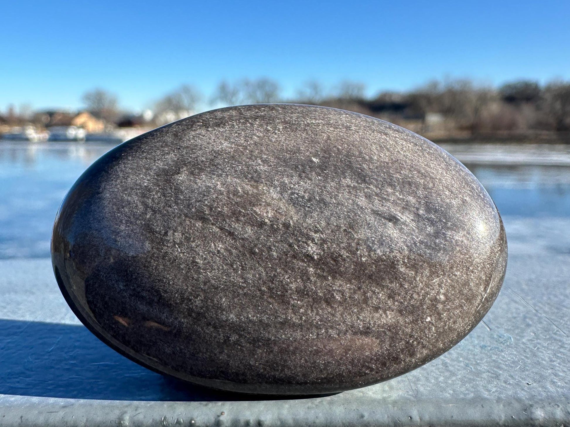 Silver Sheen Obsidian Palm Stone from Mexico