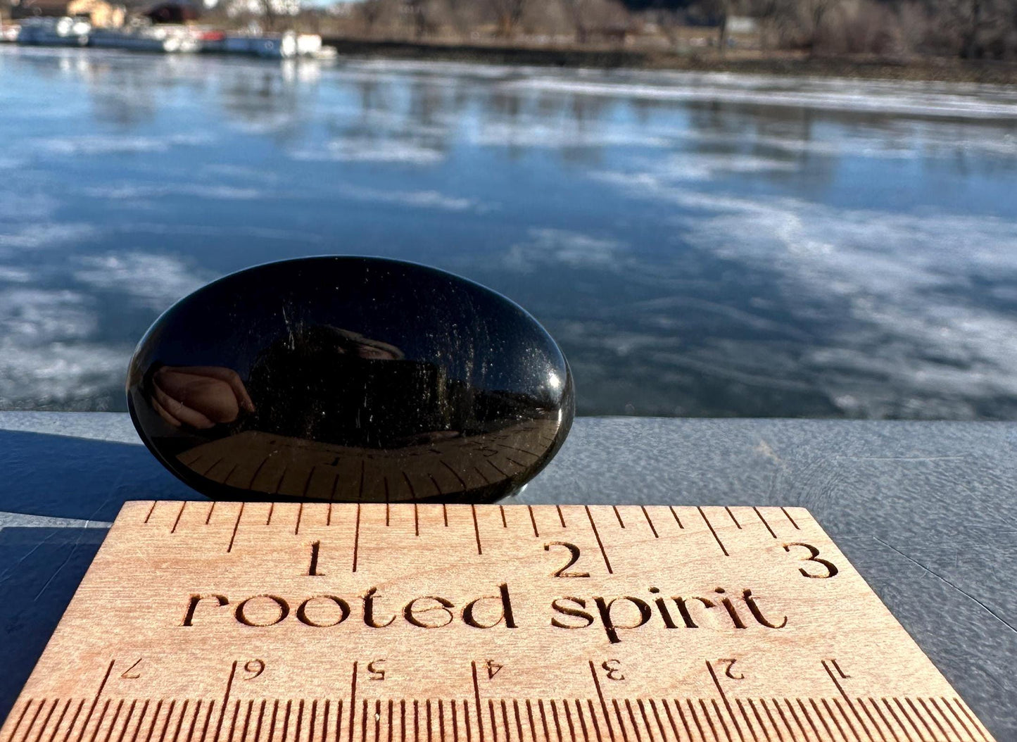 Gold Sheen Obsidian Palm Stone from Mexico