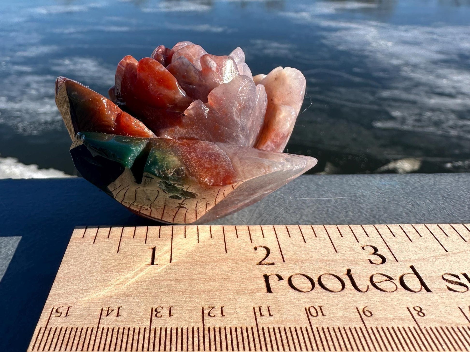 Gorgeous Indian Agate Flower Carving