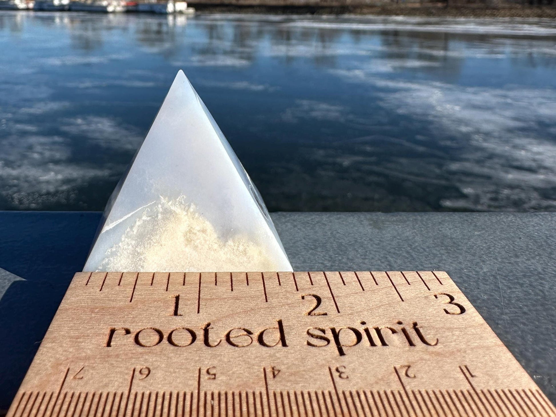 Soothing Blue Chalcedony Pyramid Carving