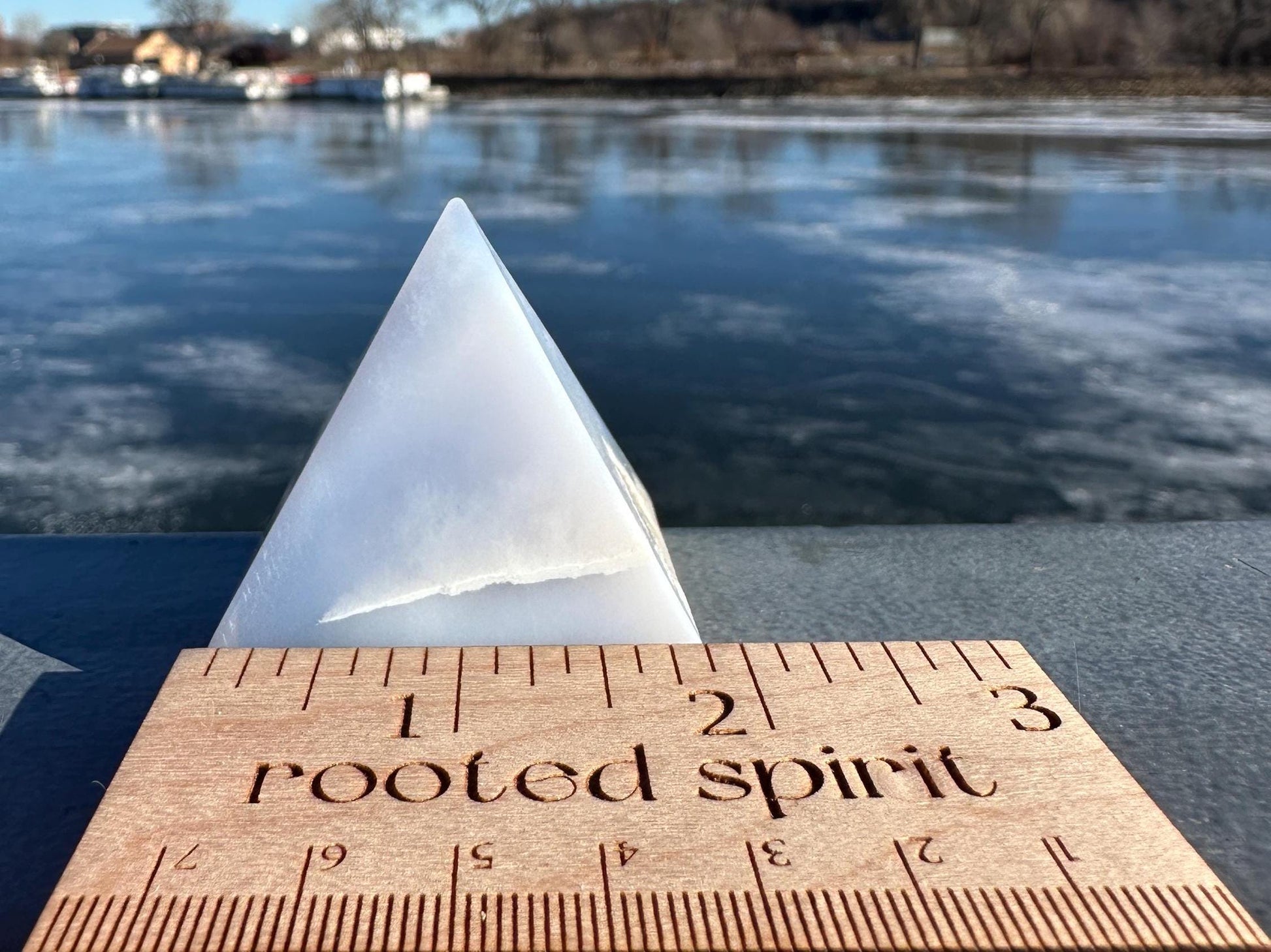 Soothing Blue Chalcedony Pyramid Carving