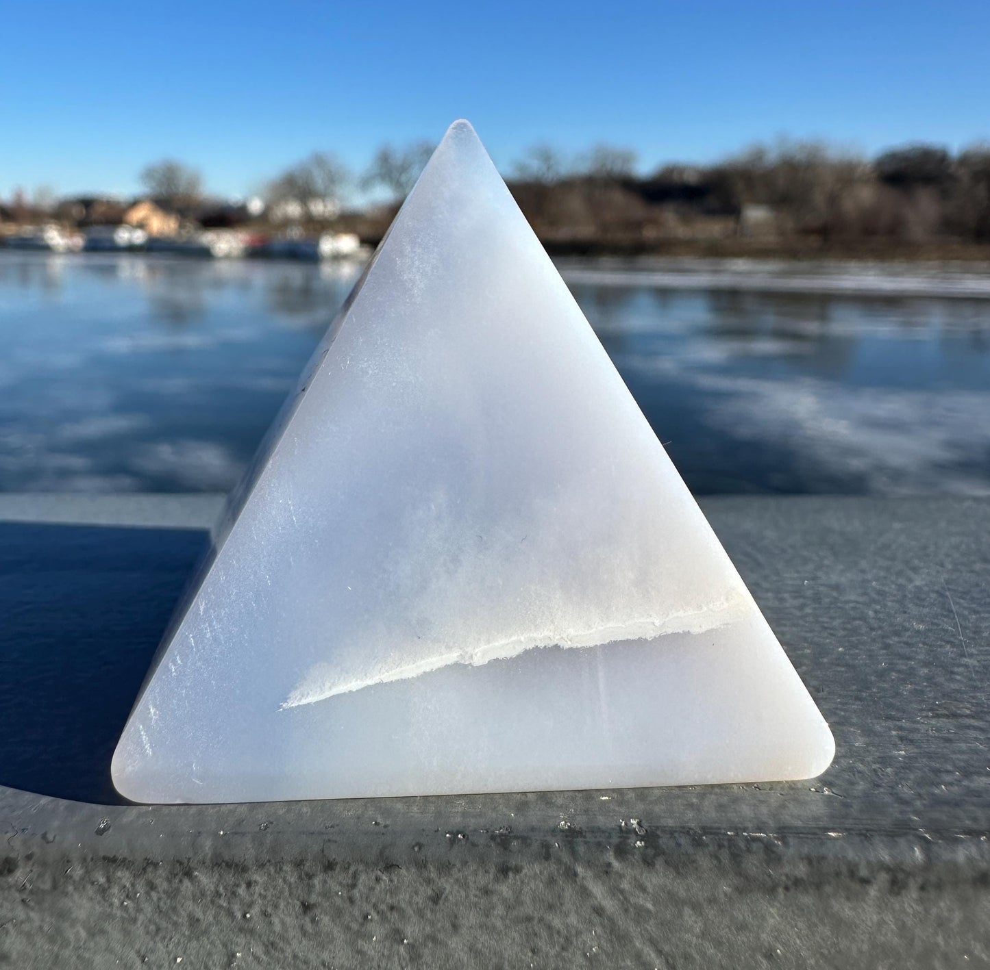 Soothing Blue Chalcedony Pyramid Carving