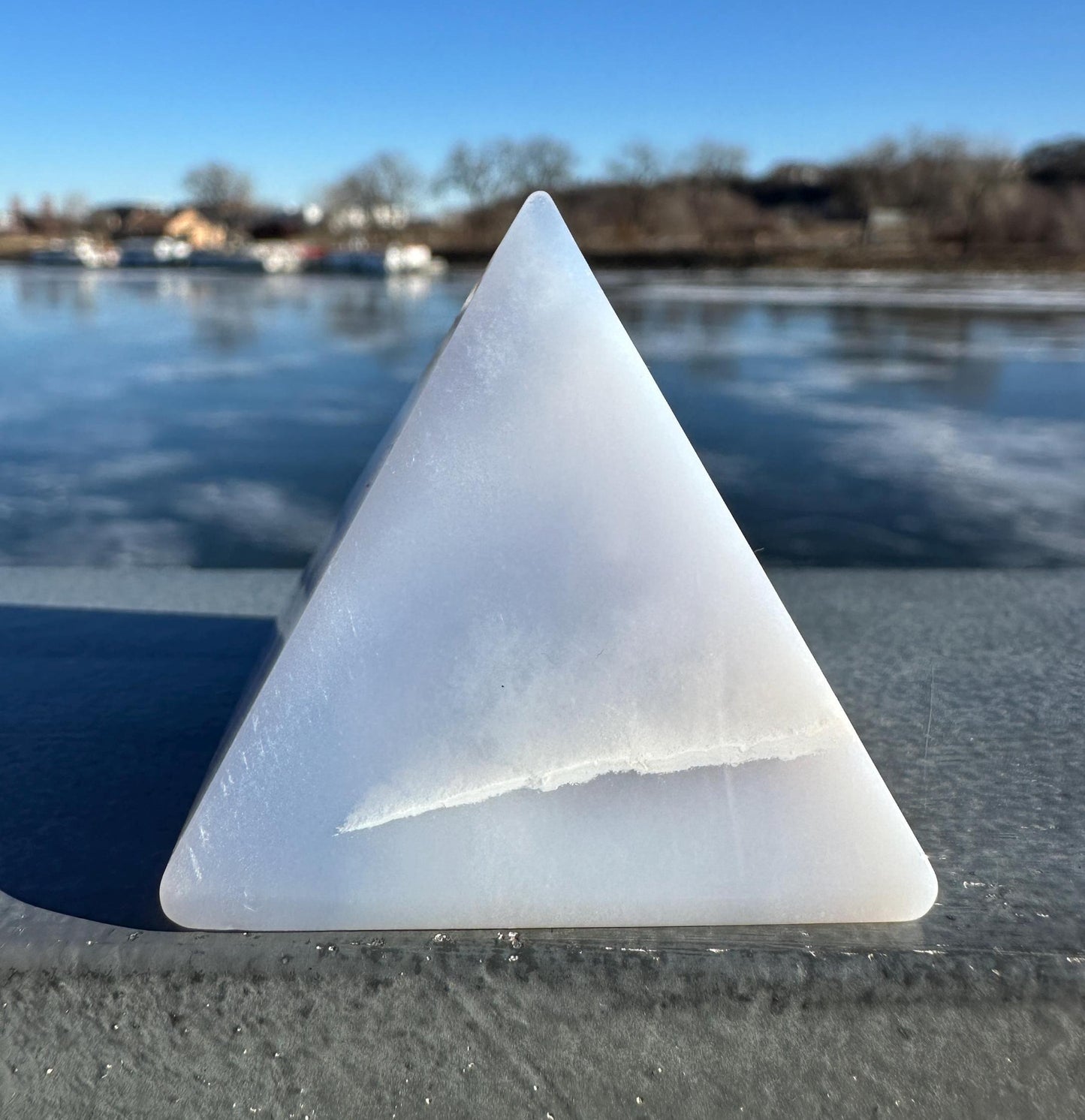 Soothing Blue Chalcedony Pyramid Carving