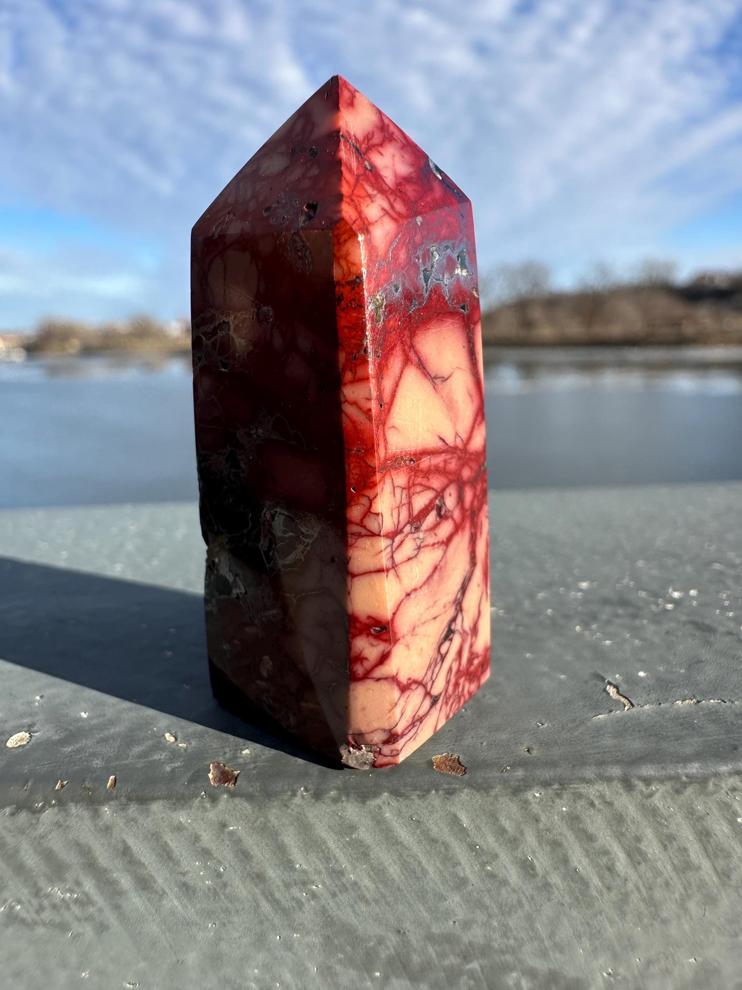 Gorgeous Natural Mookaite Jasper Tower Carving
