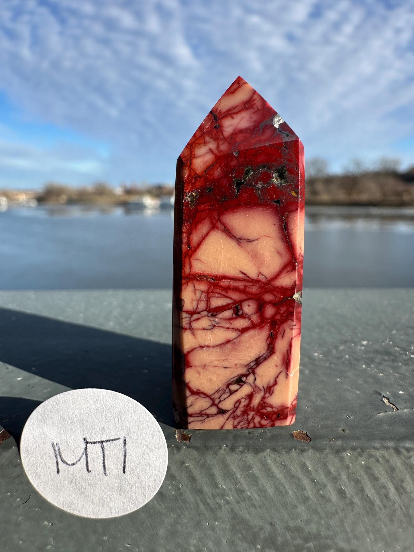 Gorgeous Natural Mookaite Jasper Tower Carving