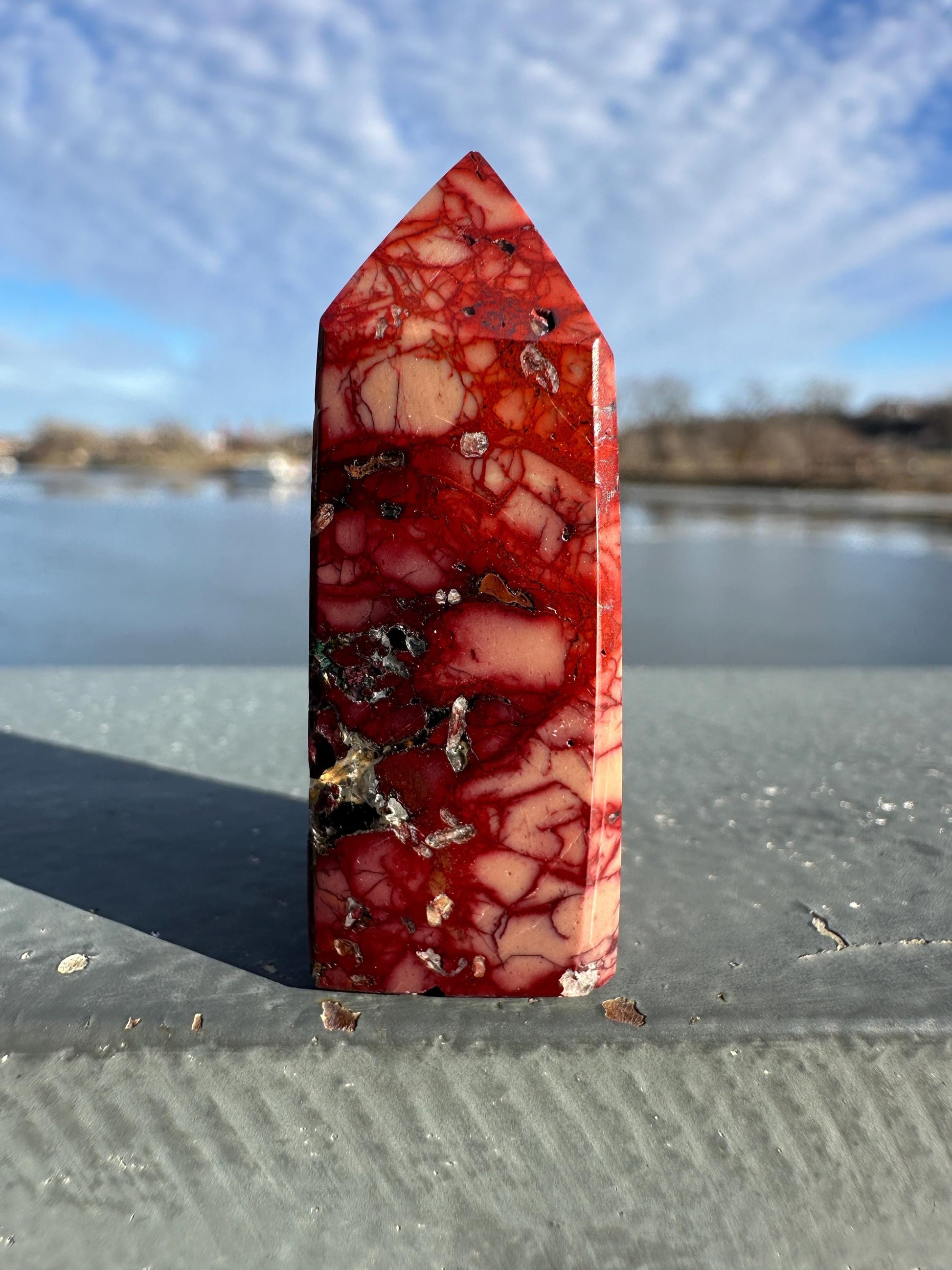 Gorgeous Natural Mookaite Jasper Tower Carving