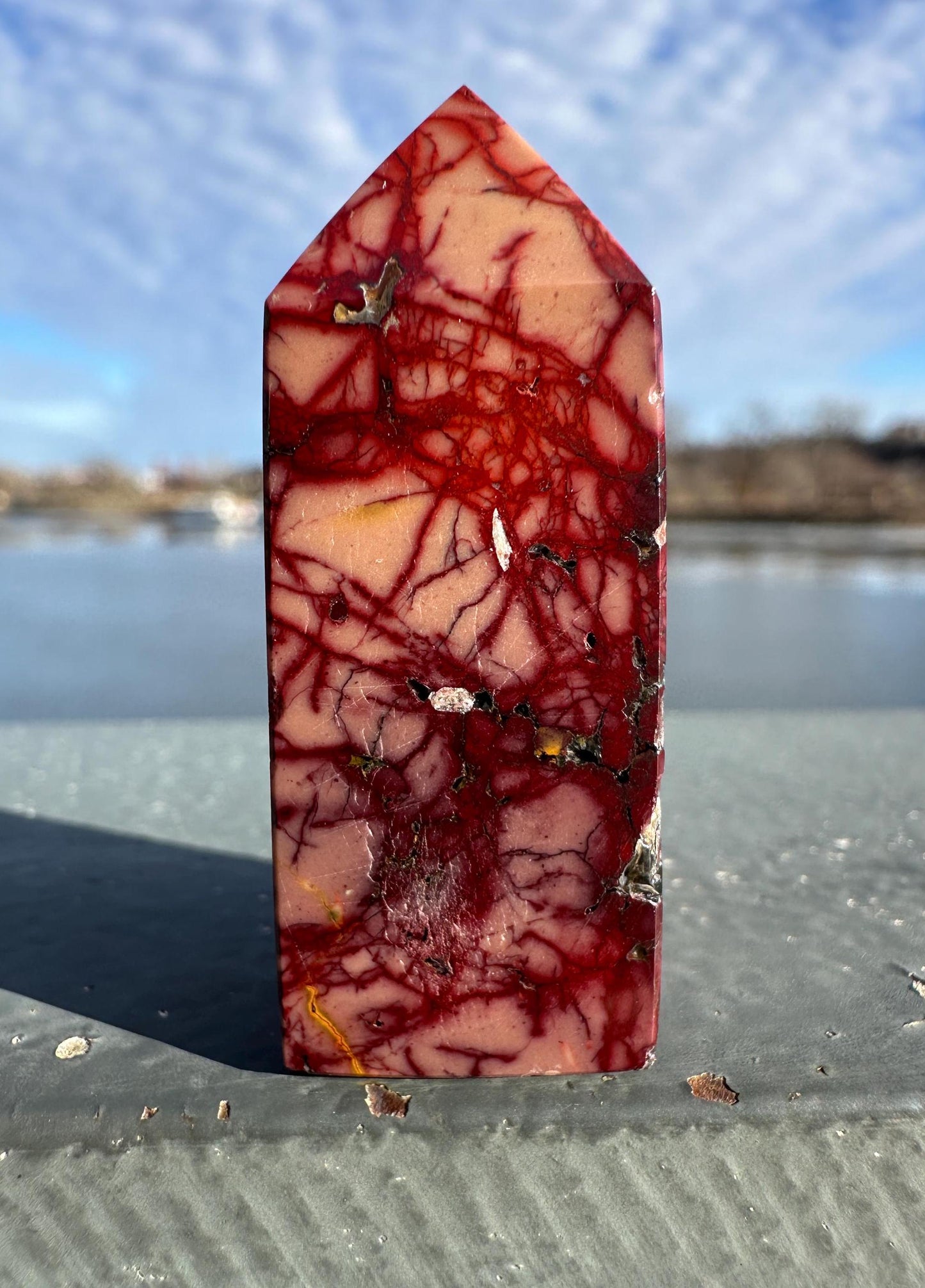 Gorgeous Natural Mookaite Jasper Tower Carving